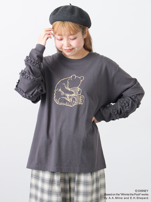 Samansa Mos2「【Disney】くまのプーさん袖フリルロンT」|Tシャツ・カットソー|