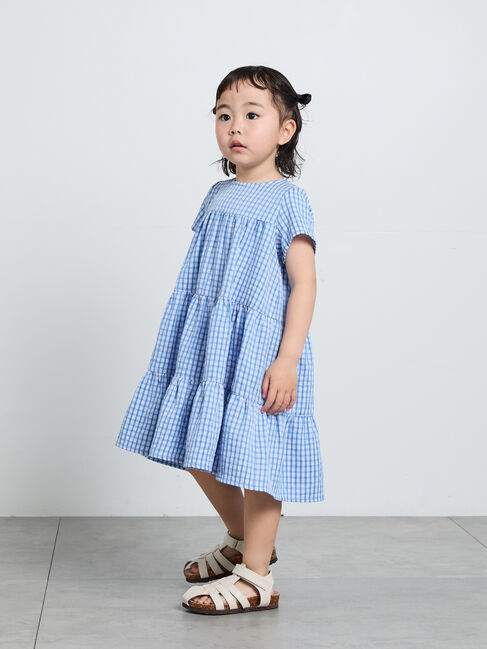 Samansa Mos2 Lagom「☆チェック柄ティアードワンピース」|ワンピース|ブルー