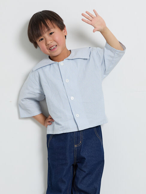 Samansa Mos2 Lagom「☆ストライプ柄セーラーカラーシャツ」|シャツ・ブラウス|