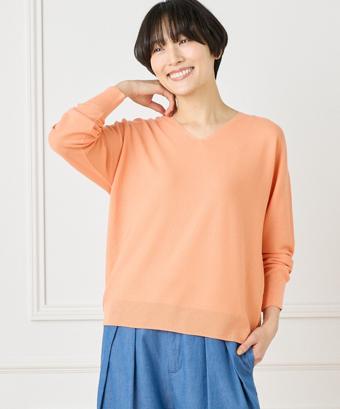 DAY by DAY it&rsquo;s international「ホールガーメントVネックニット《Cuoo》」|ニット・セーター|オレンジ1