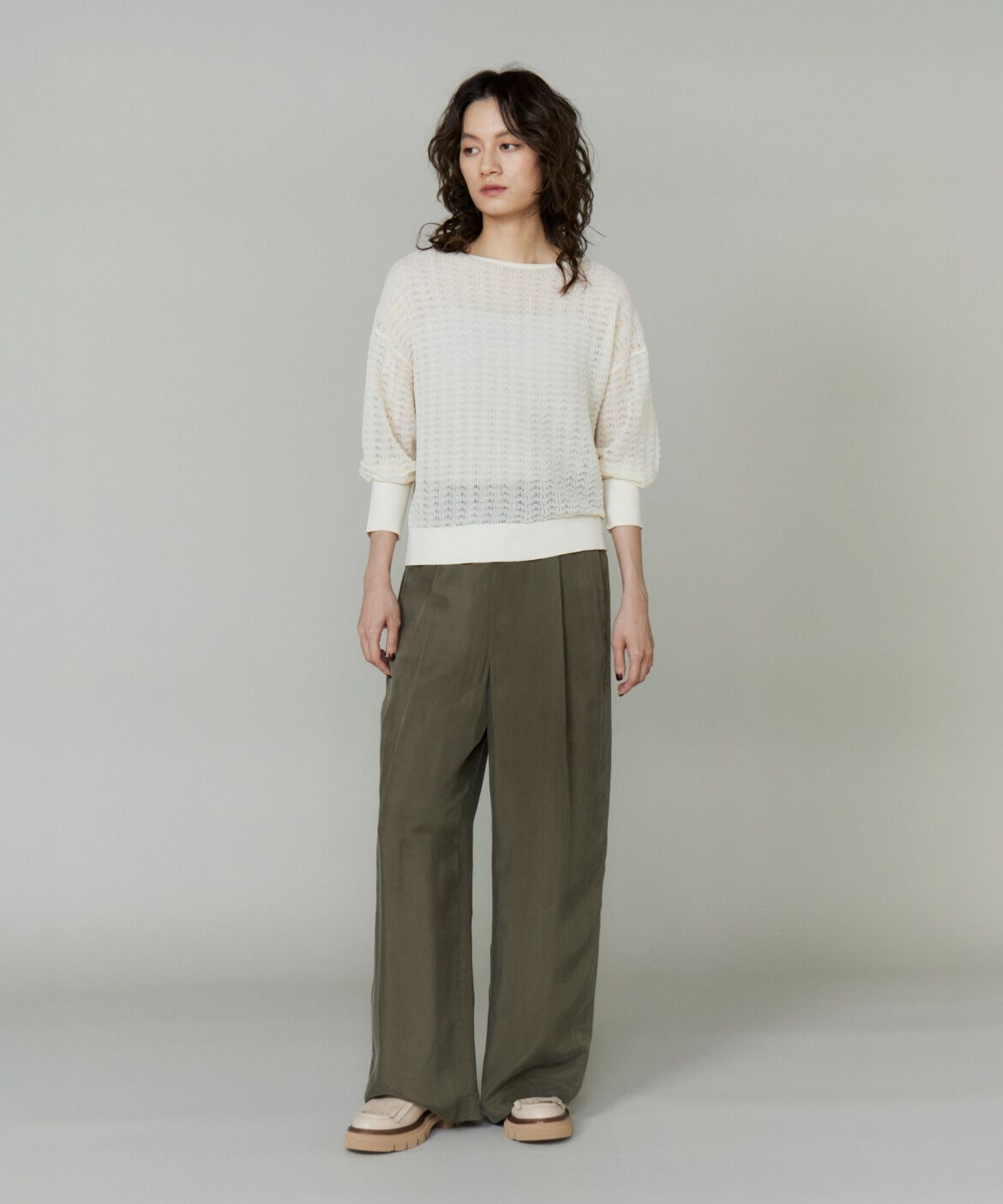 INED「《大きいサイズ》キュプラフィブリルストレートパンツ」|その他|