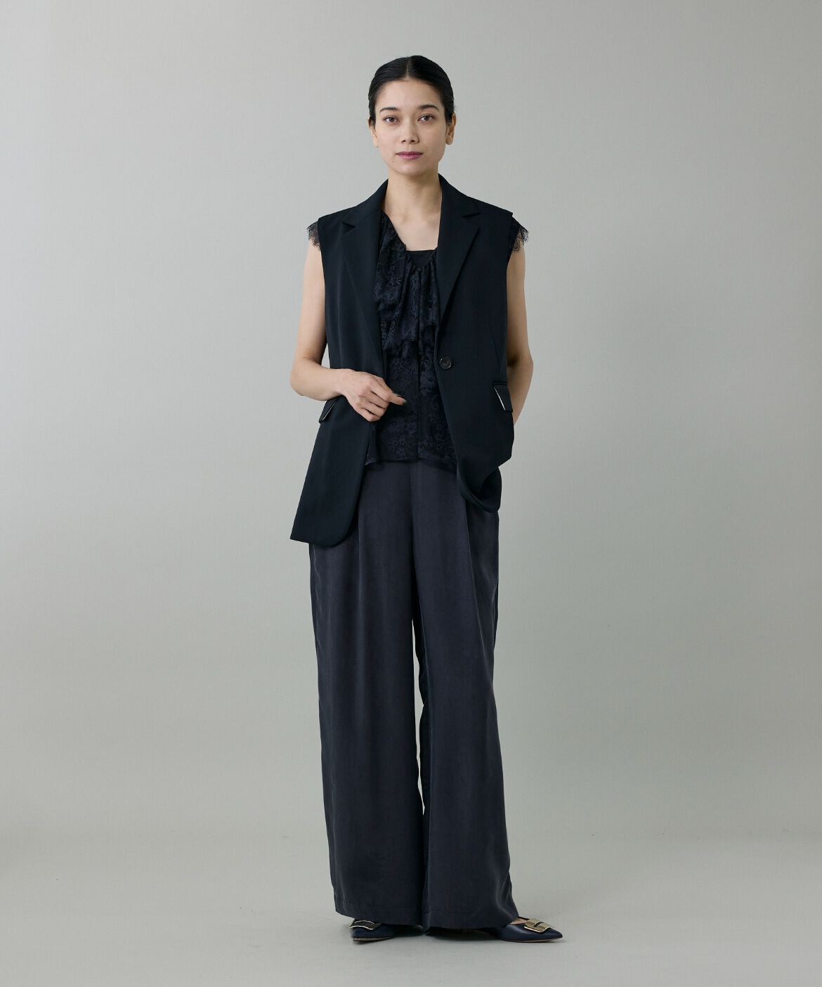 INED「《大きいサイズ》キュプラフィブリルストレートパンツ」|その他|