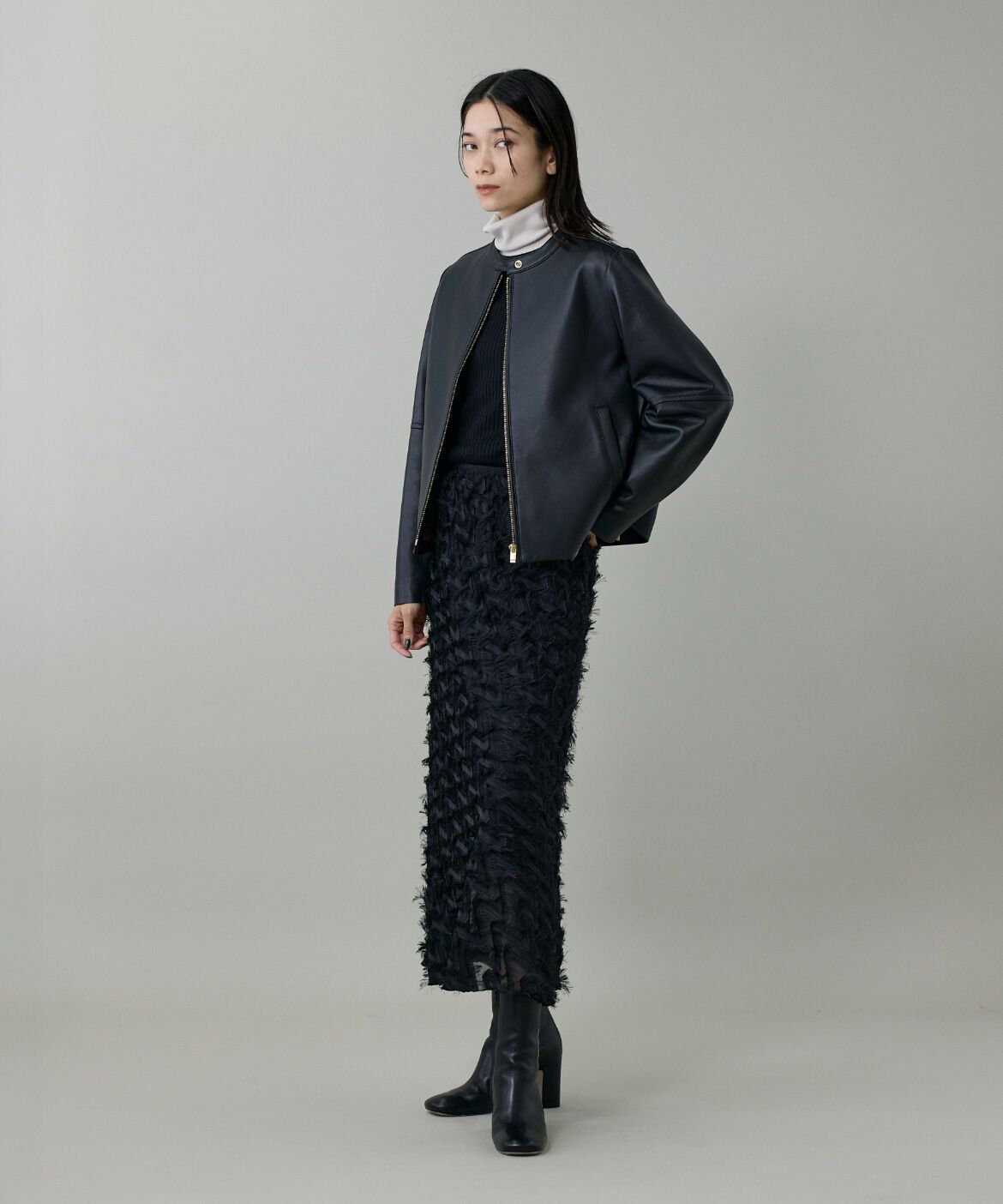 INED「《大きいサイズ》ジャガードスカート」|フレア|