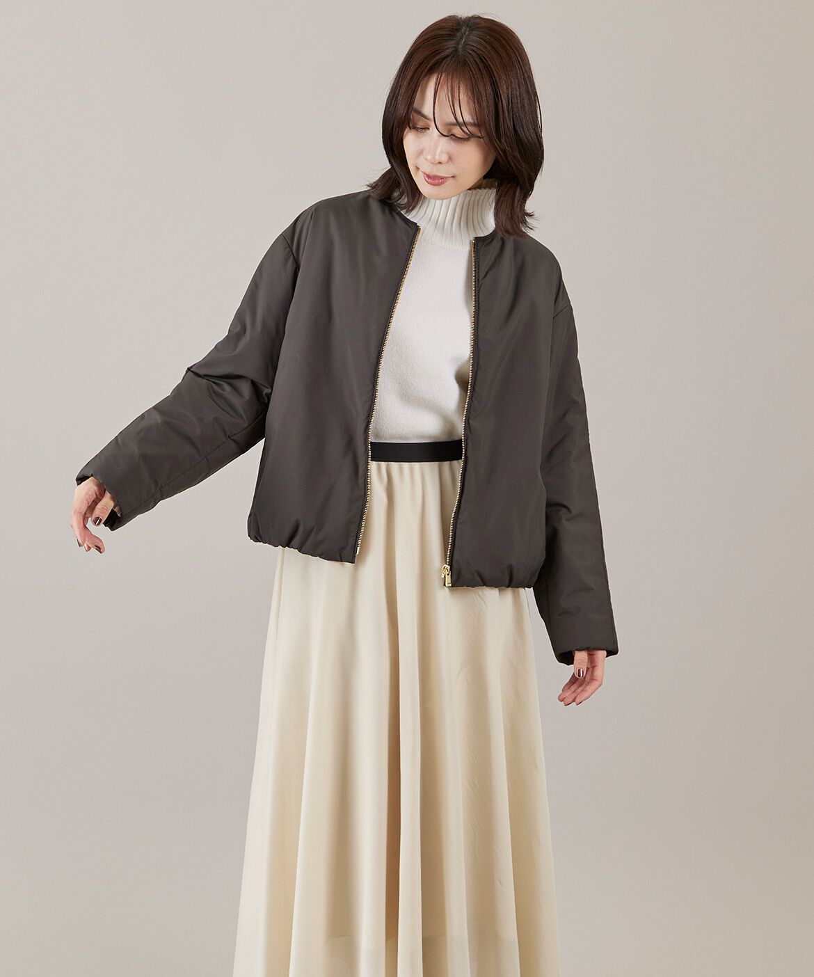 INED「《大きいサイズ》ハイネックプルオーバーニット」|ニット・セーター|