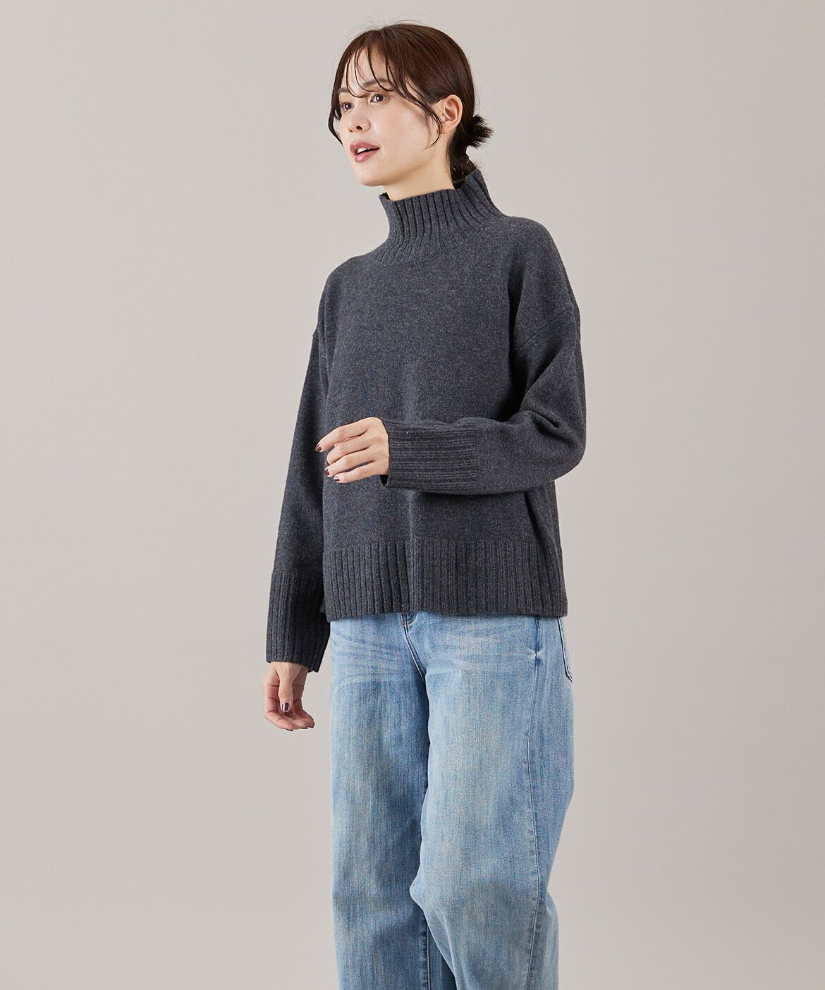 INED「《大きいサイズ》ハイネックプルオーバーニット」|ニット・セーター|