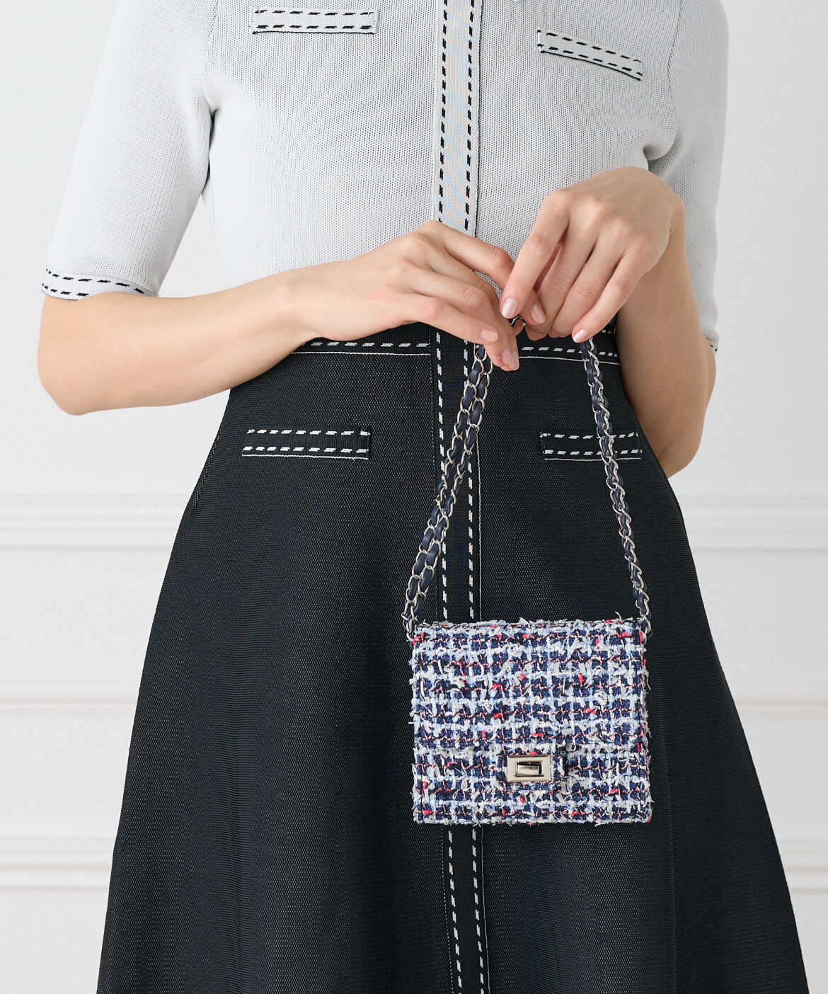 Maglie le cassetto「《M Maglie le cassetto》デニムファンシーツイードショルダーバッグ」|ショルダー・メッセンジャー|