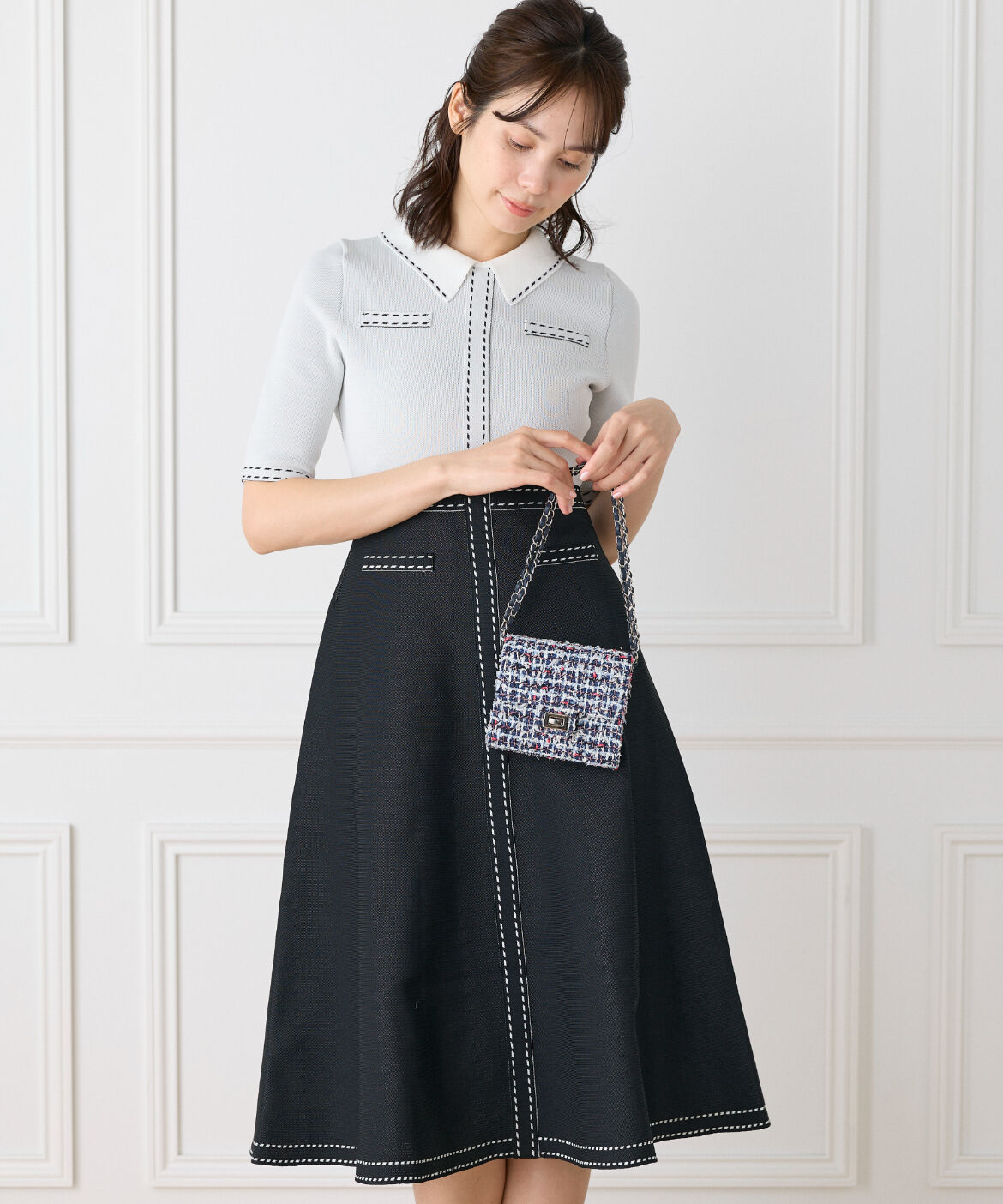 Maglie le cassetto「《M Maglie le cassetto》デニムファンシーツイードショルダーバッグ」|ショルダー・メッセンジャー|