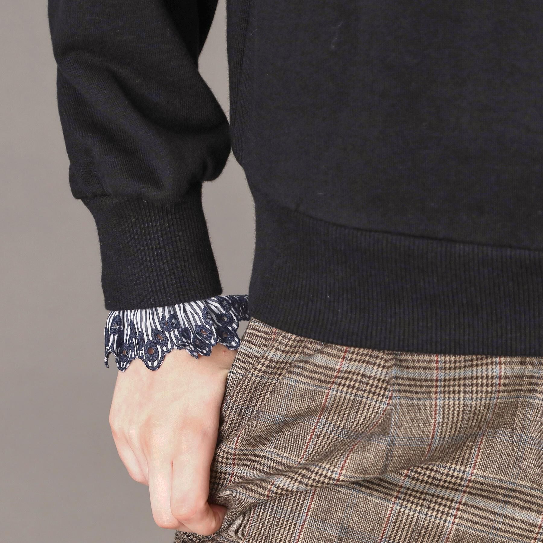 DRESSTERIOR「取り外しフリル付き裏毛プルオーバー」|パーカー|