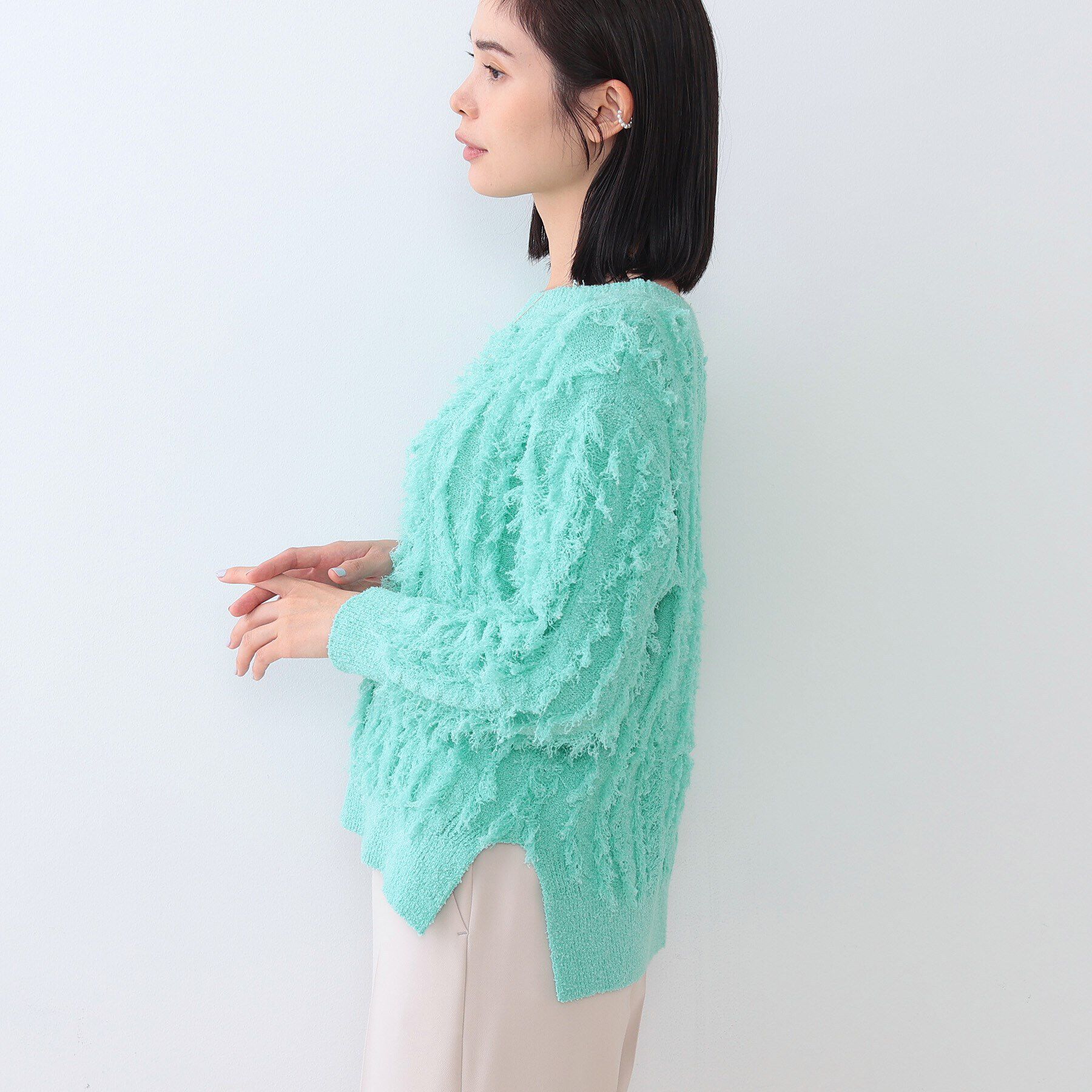 INDIVI「【洗える】フリンジ ジャカードニット」|ニット・セーター|