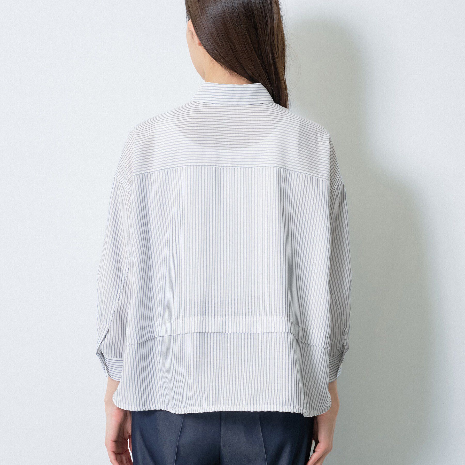 INDIVI「【洗える／2WAY】ドロスト付 シアーシャンブレーシャツ」|シャツ・ブラウス|