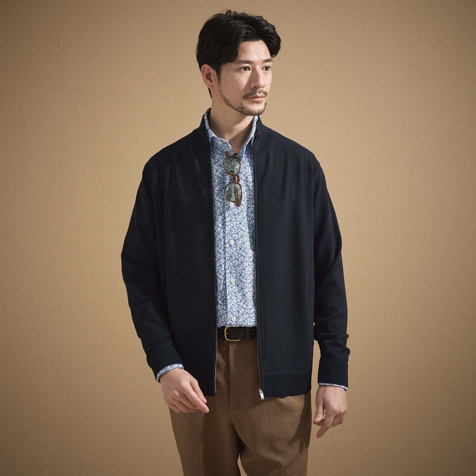 TAKEO KIKUCHI「ジップアップ 鹿の子 ニット」|ニット・セーター|