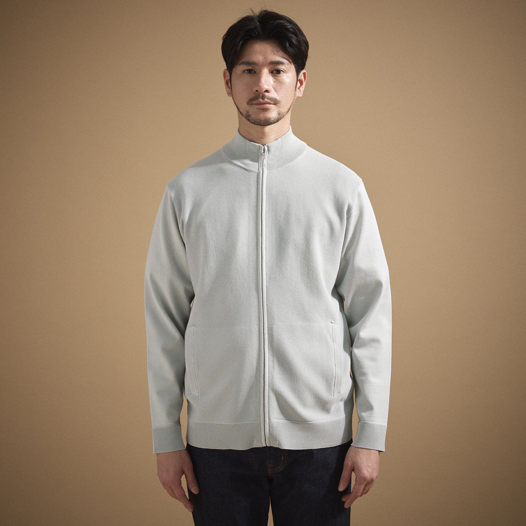 TAKEO KIKUCHI「ジップアップ 鹿の子 ニット」|ニット・セーター|