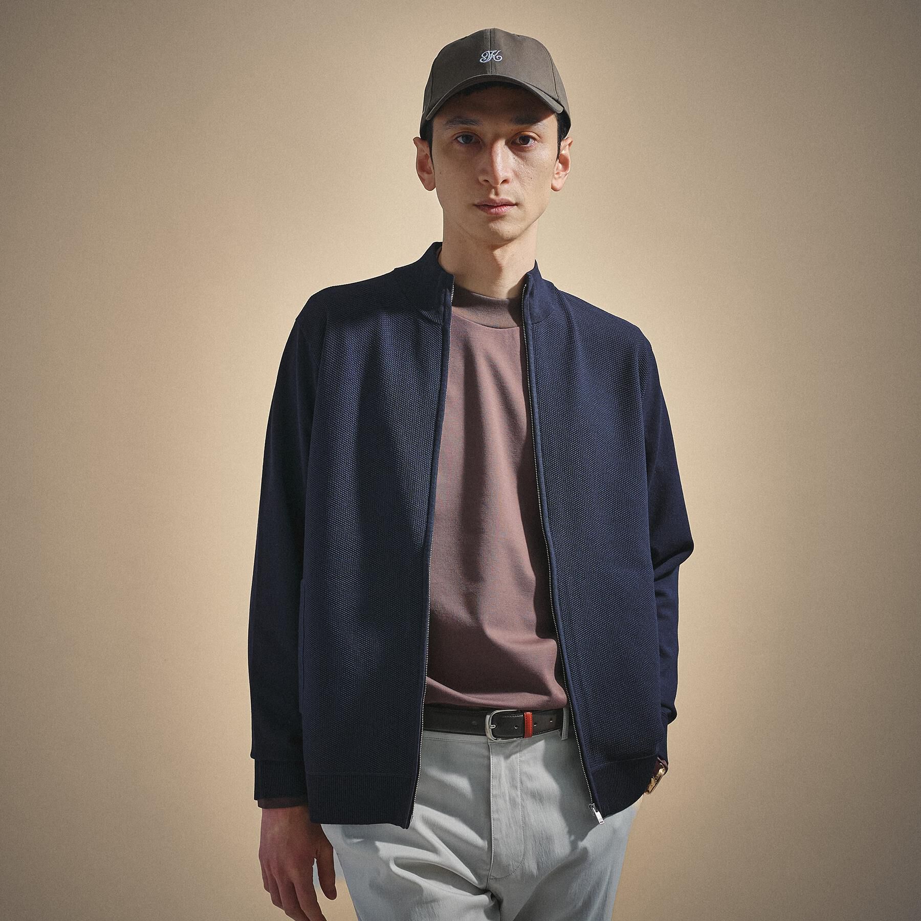 TAKEO KIKUCHI「ジップアップ 鹿の子 ニット」|ニット・セーター|