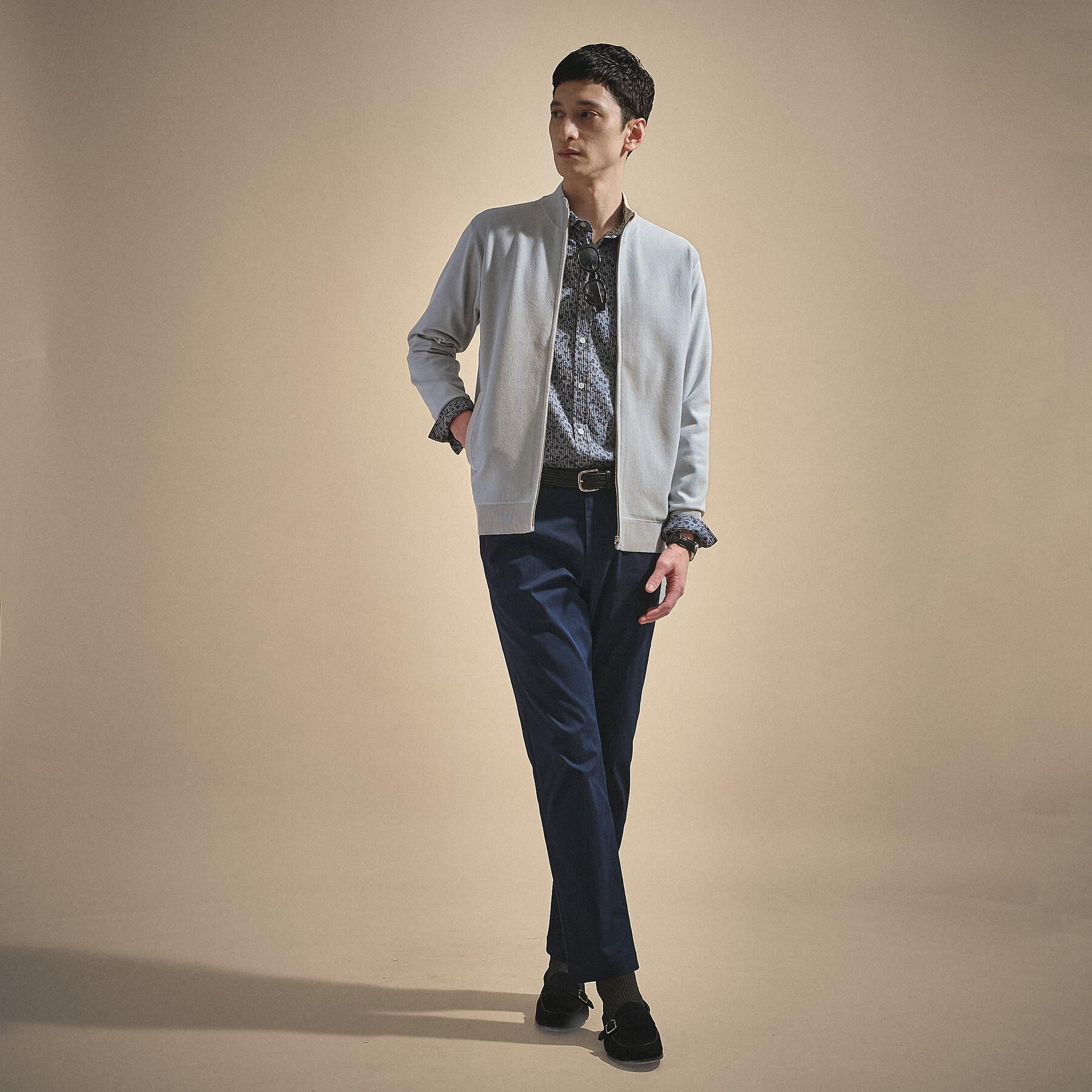 TAKEO KIKUCHI「ジップアップ 鹿の子 ニット」|ニット・セーター|