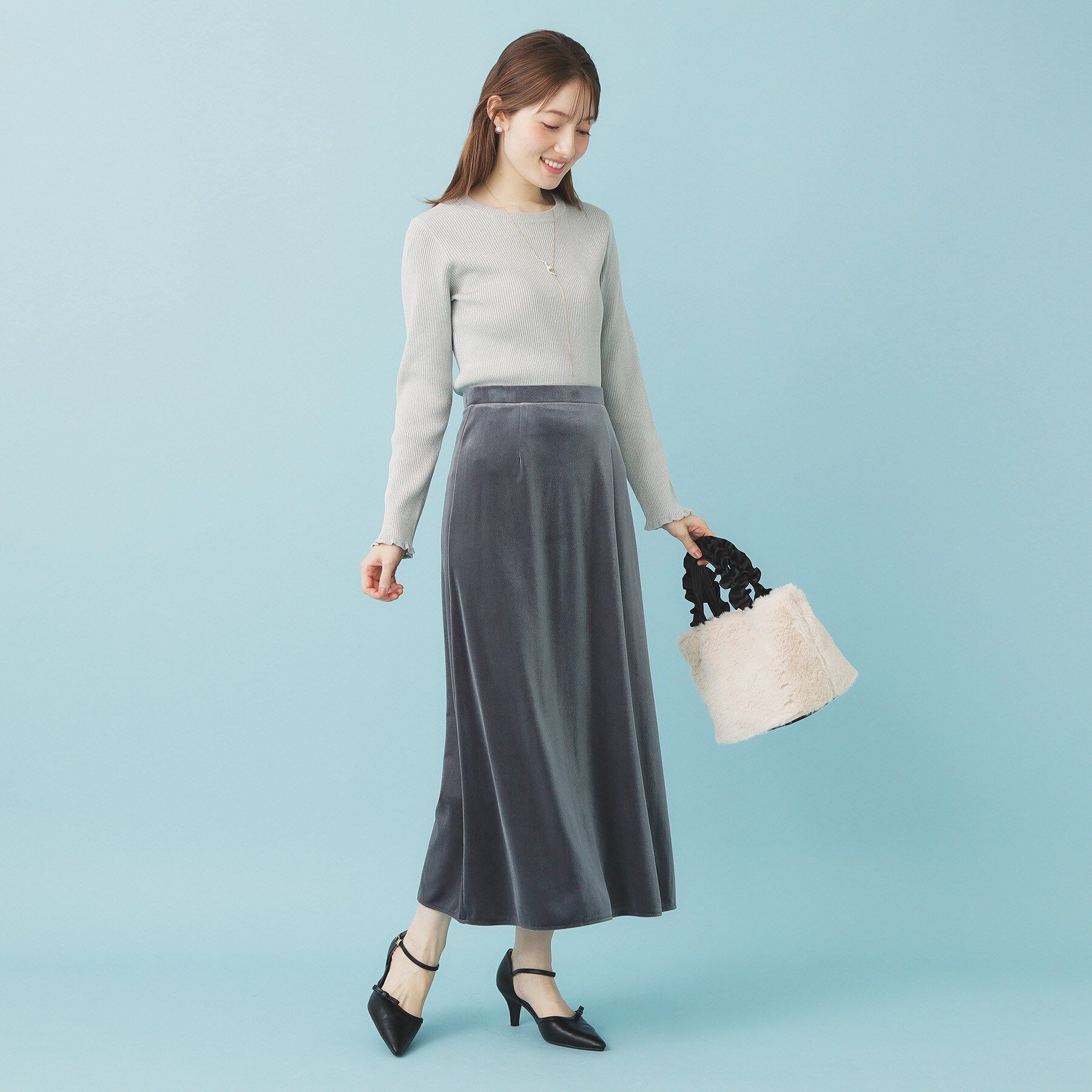 index「《ツインセット》チュールキャミ&times;ラメリブニット【洗濯機OK】」|ニット・セーター|