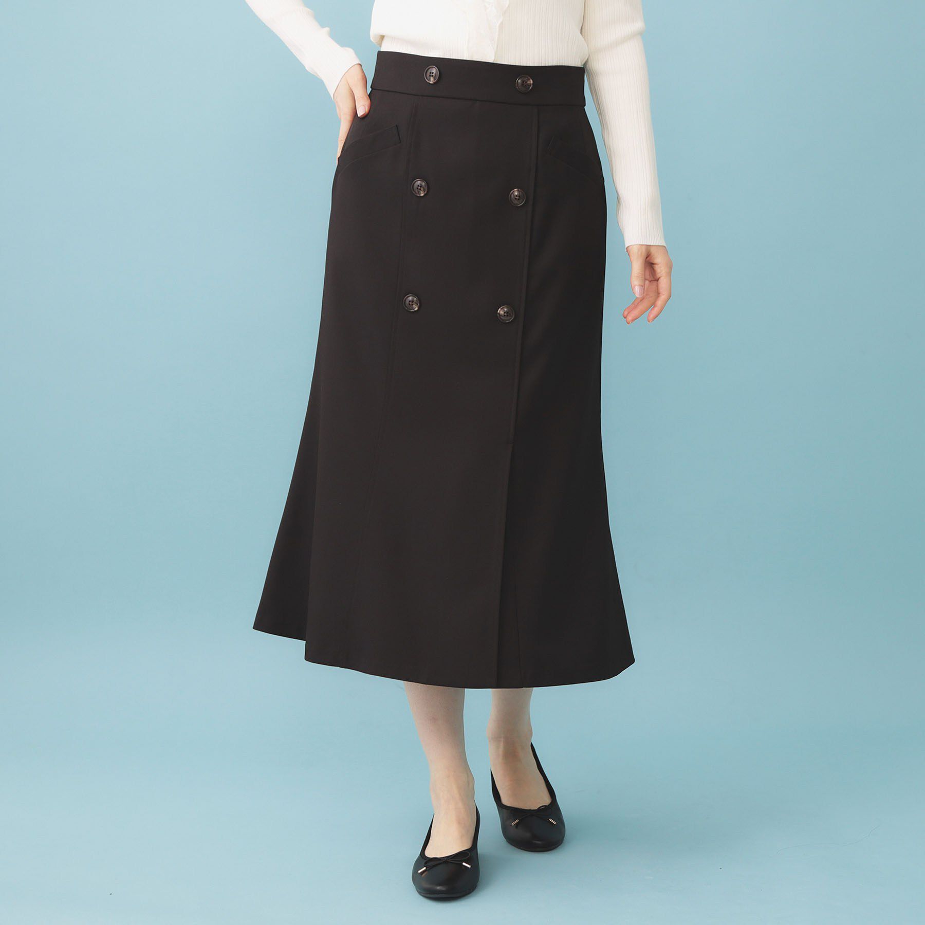 index「トレンチマーメイドフレアスカート【洗濯機OK/イージーアイロン】」|スカート|ブラック(019)
