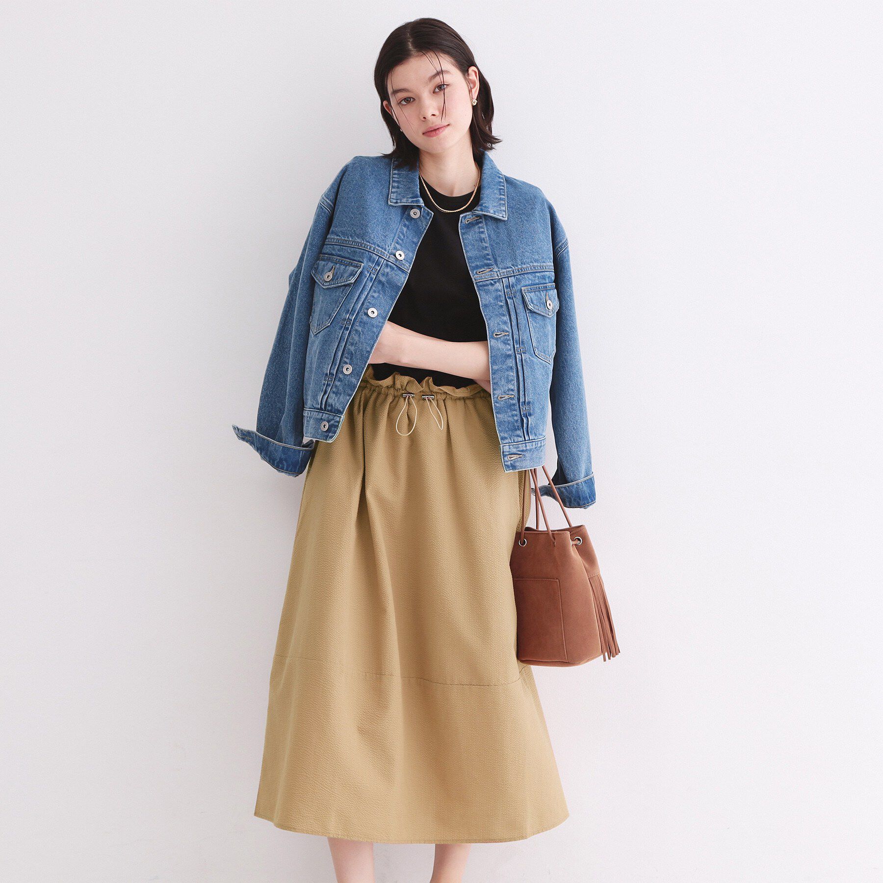 OPAQUE.CLIP「配色サッカードッキングワンピース【洗濯機洗い可】」|ワンピース|