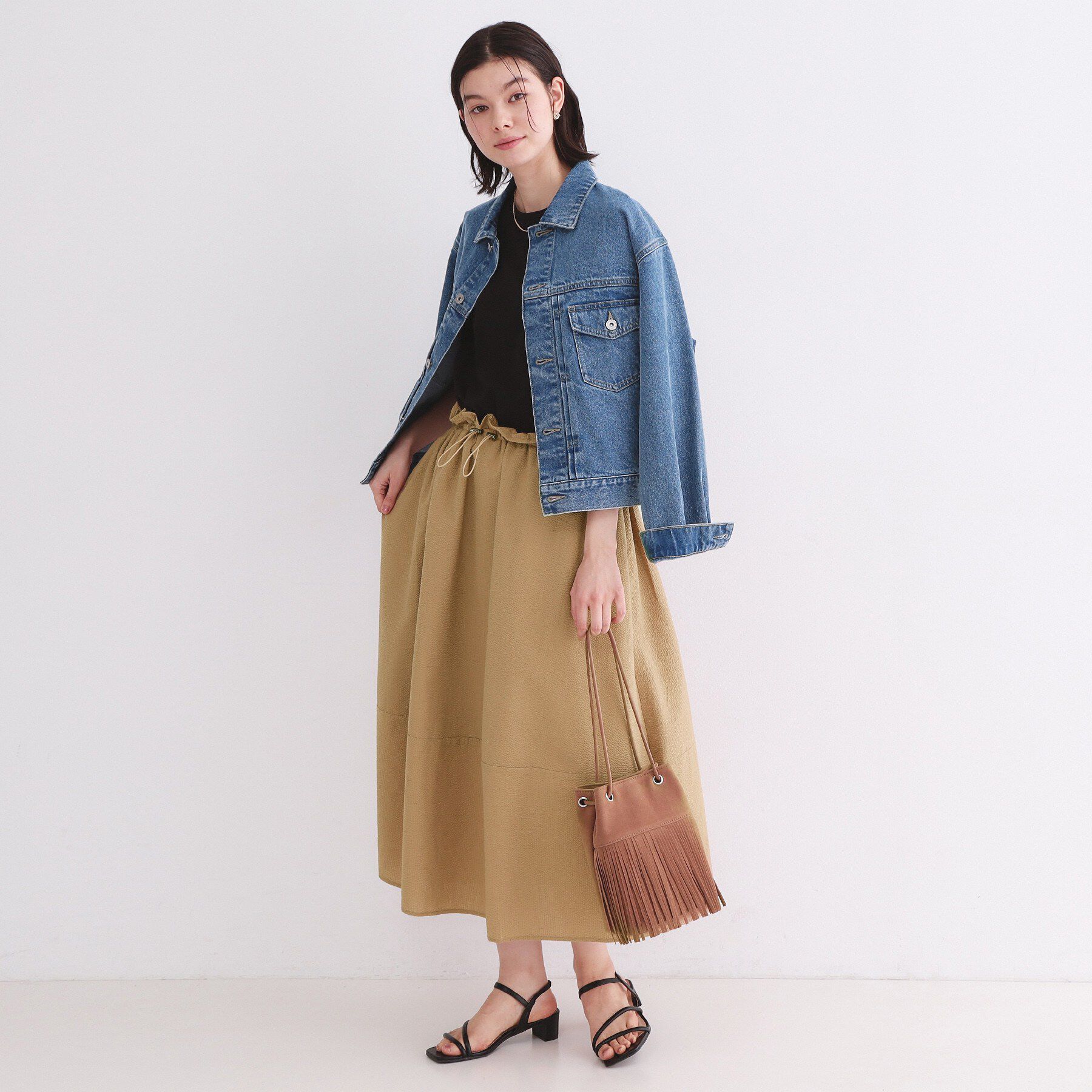 OPAQUE.CLIP「配色サッカードッキングワンピース【洗濯機洗い可】」|ワンピース|