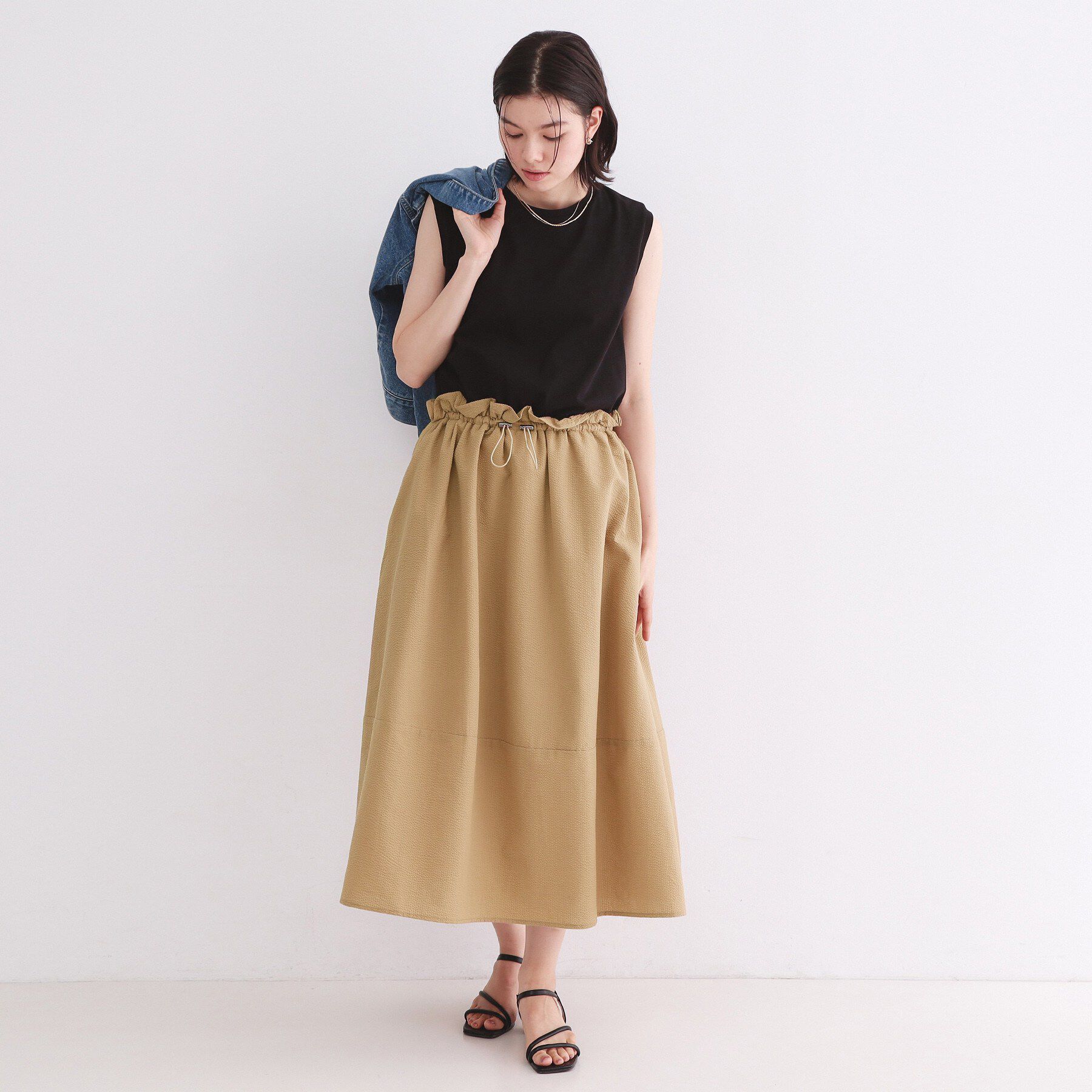 OPAQUE.CLIP「配色サッカードッキングワンピース【洗濯機洗い可】」|ワンピース|