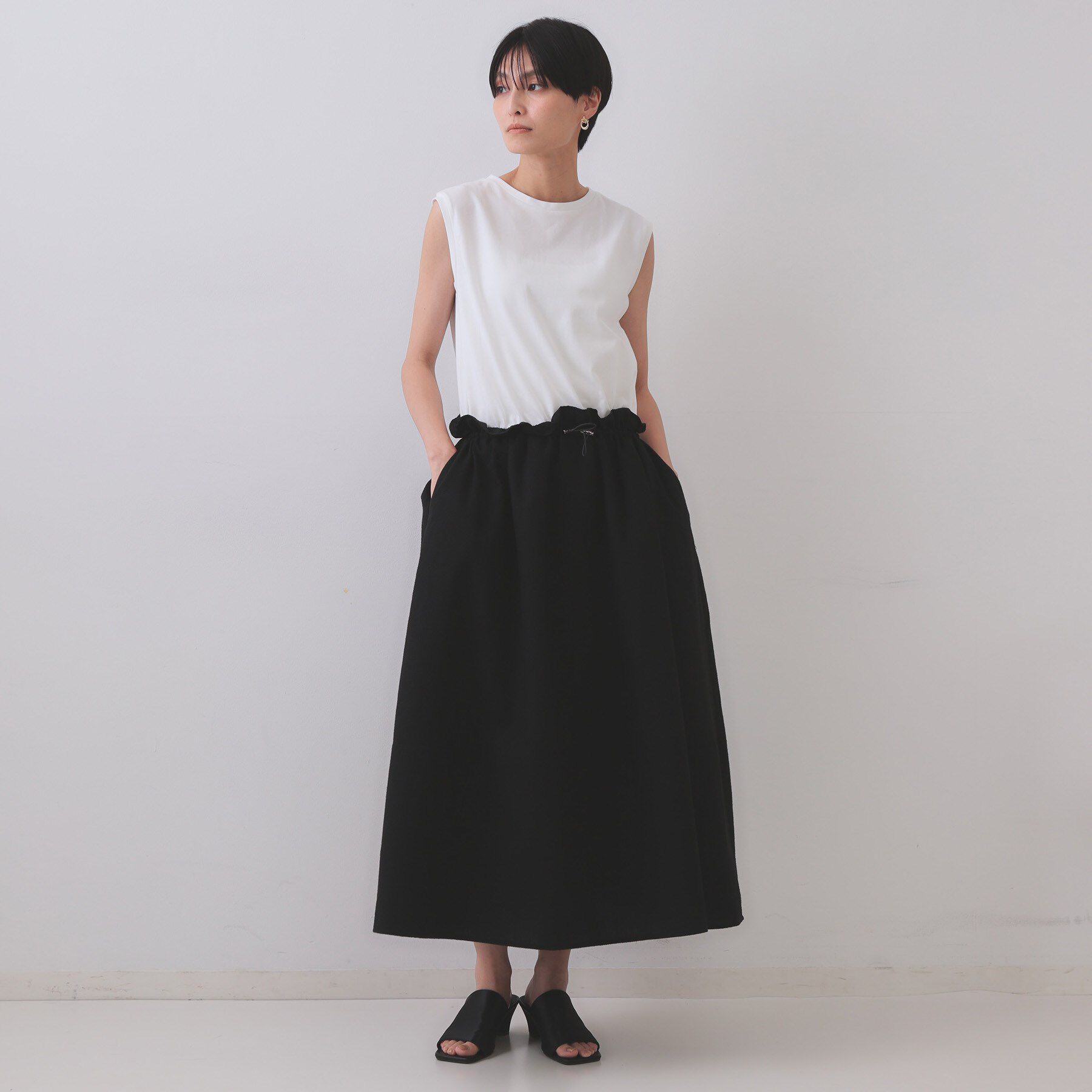 OPAQUE.CLIP「配色サッカードッキングワンピース【洗濯機洗い可】」|ワンピース|