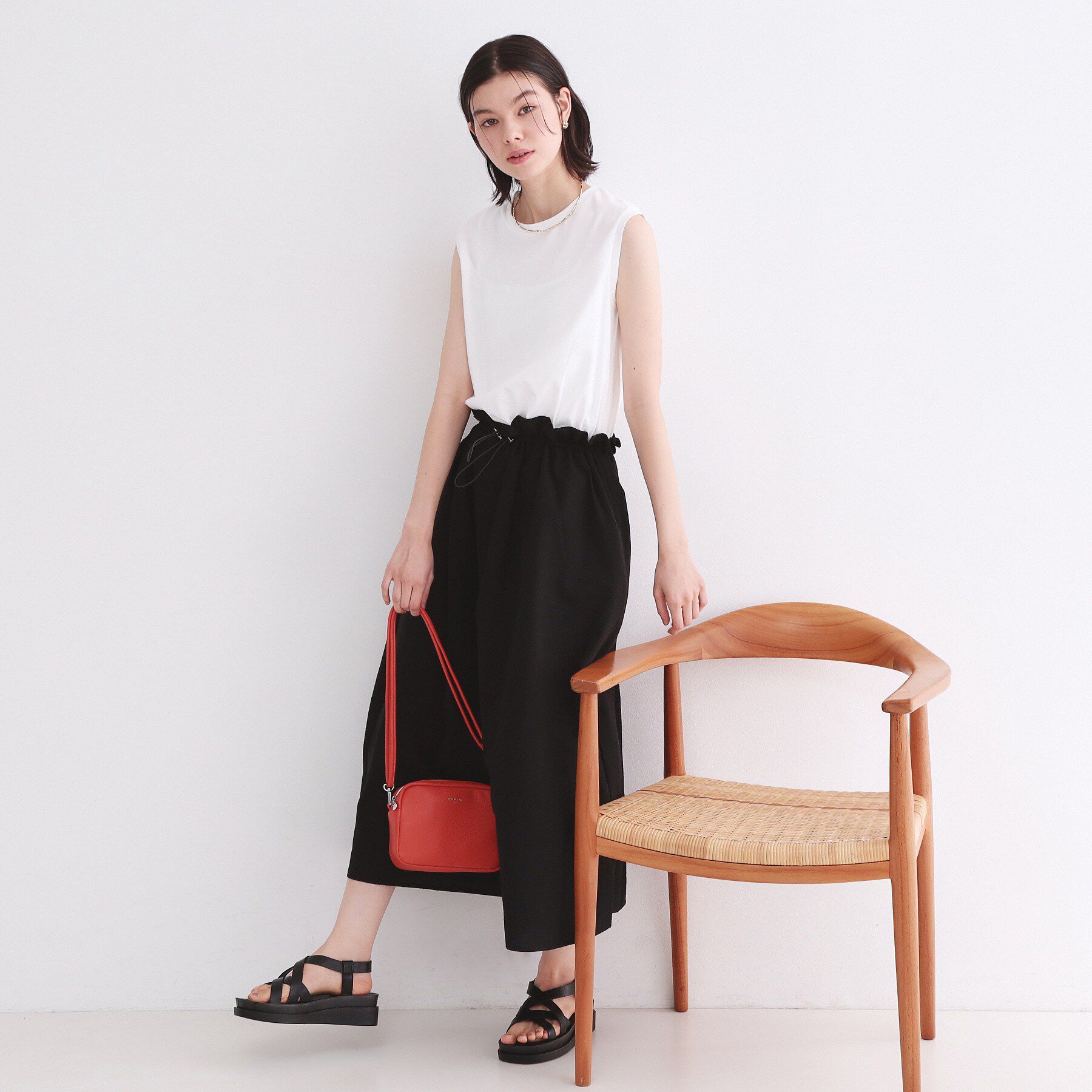 OPAQUE.CLIP「配色サッカードッキングワンピース【洗濯機洗い可】」|ワンピース|