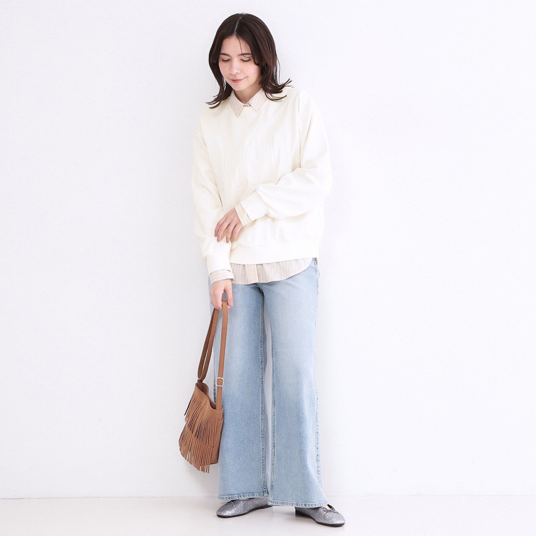 OPAQUE.CLIP「ロゴ刺繍裏毛トップス【洗濯機OK】」|Tシャツ・カットソー|