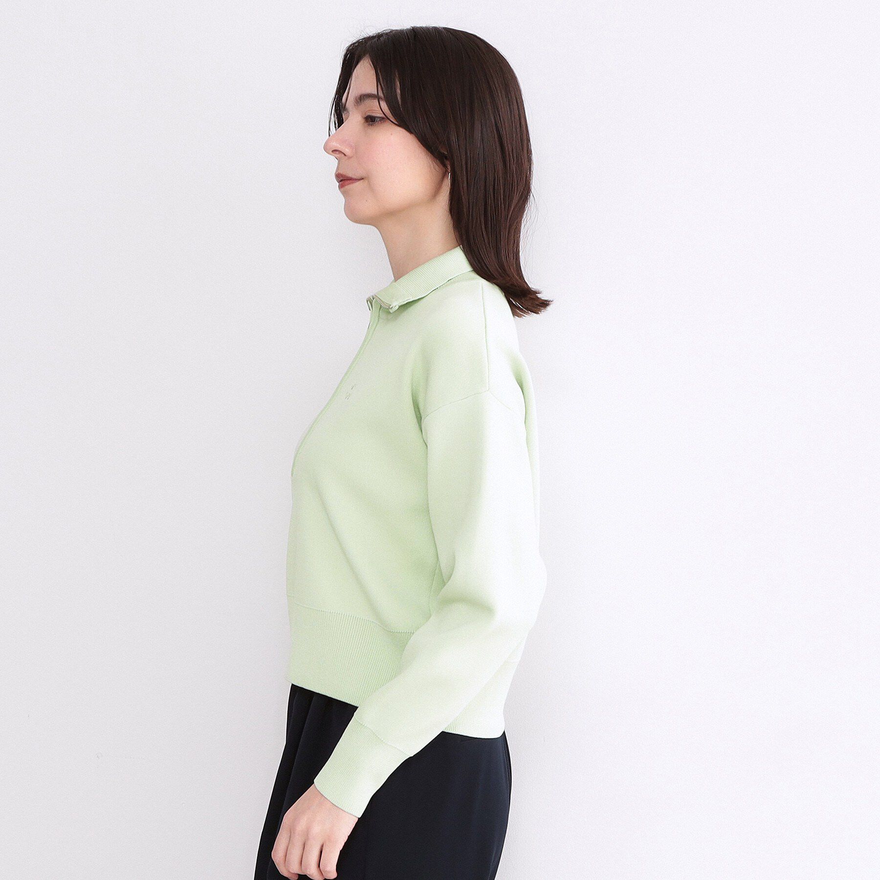 OPAQUE.CLIP「ハーフZIP刺繍ロゴニット【洗濯機OK】」|ニット・セーター|