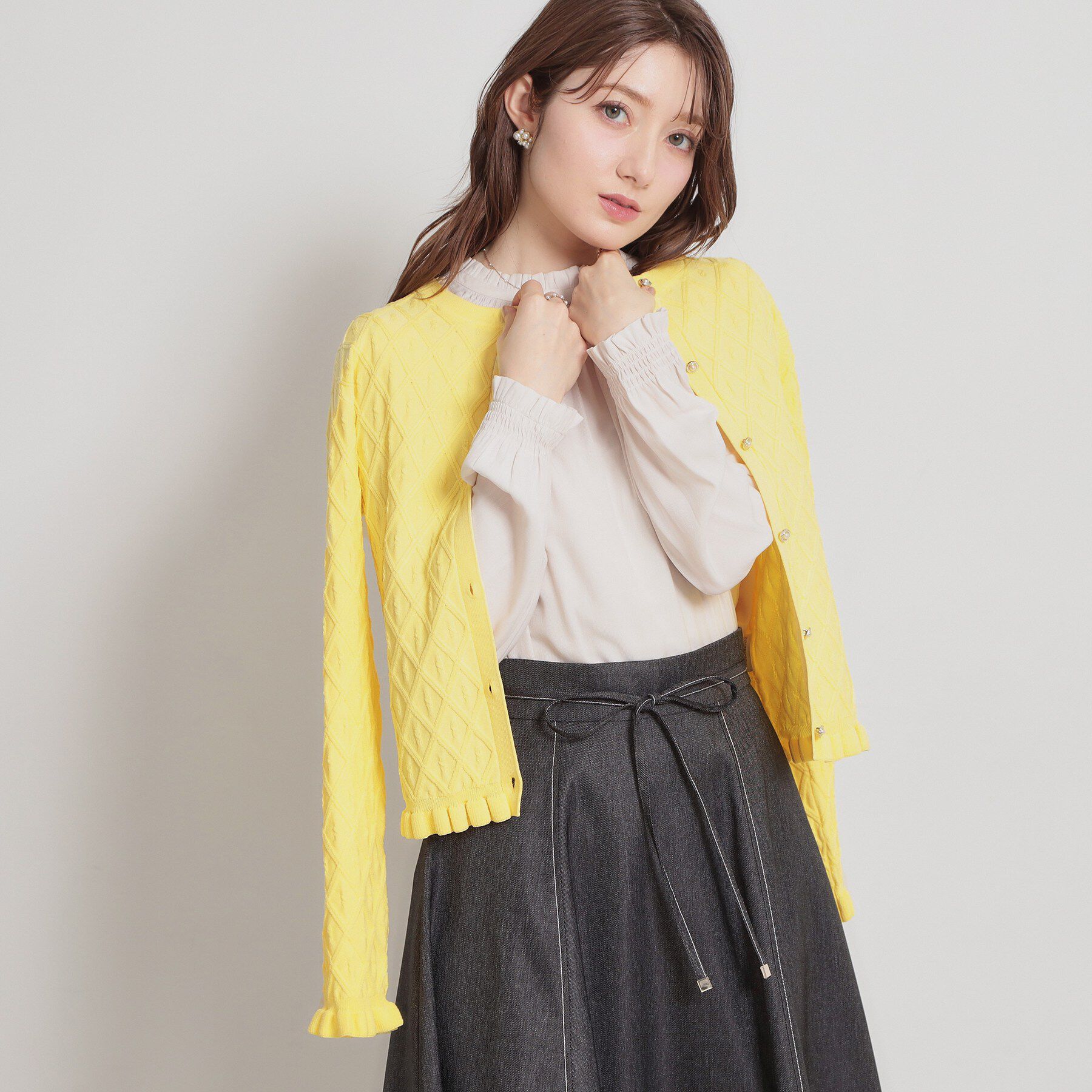 Couture broach「【アンサンブル可】ダイヤ柄カーディガン」|カーディガン|