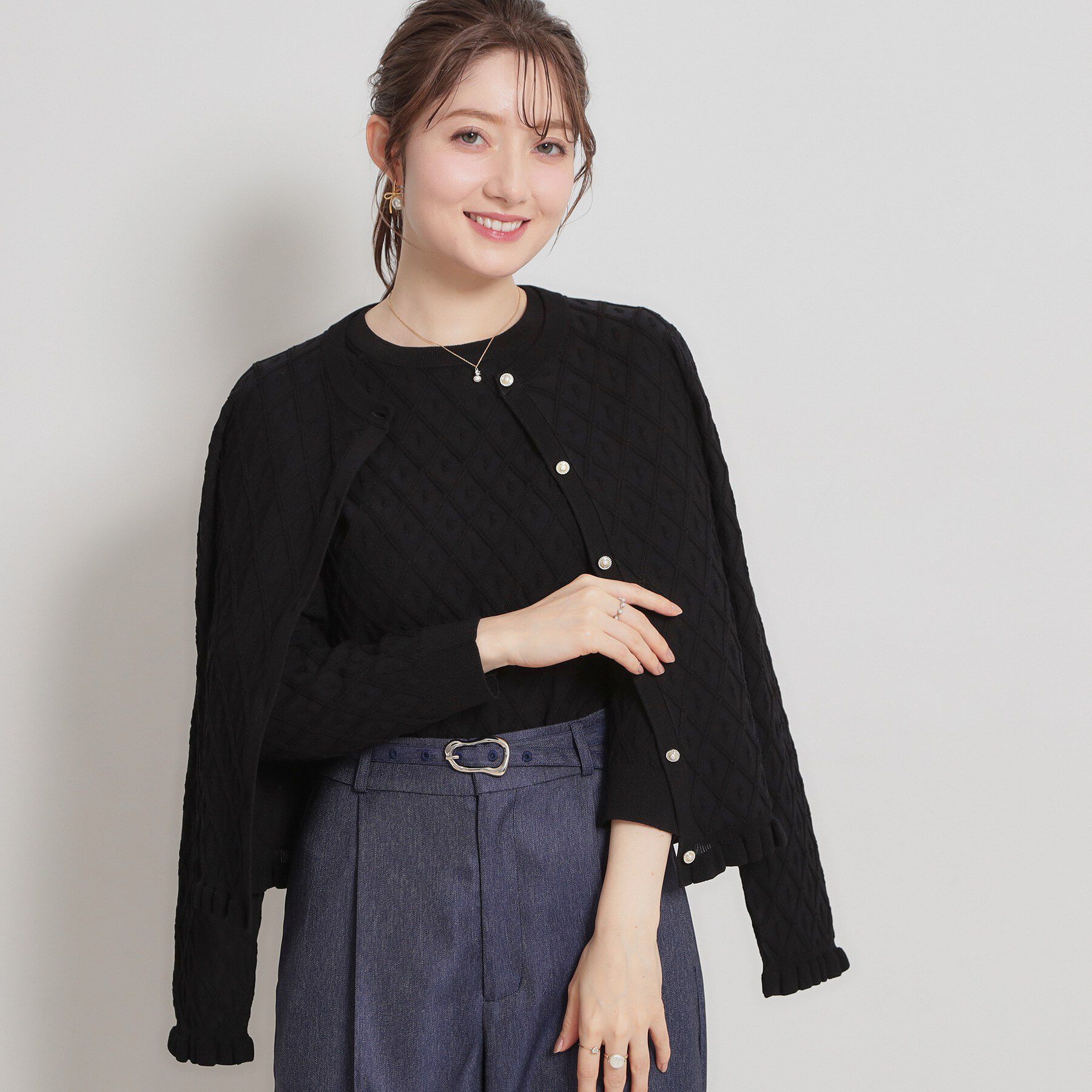 Couture broach「【アンサンブル可】ダイヤ柄カーディガン」|カーディガン|