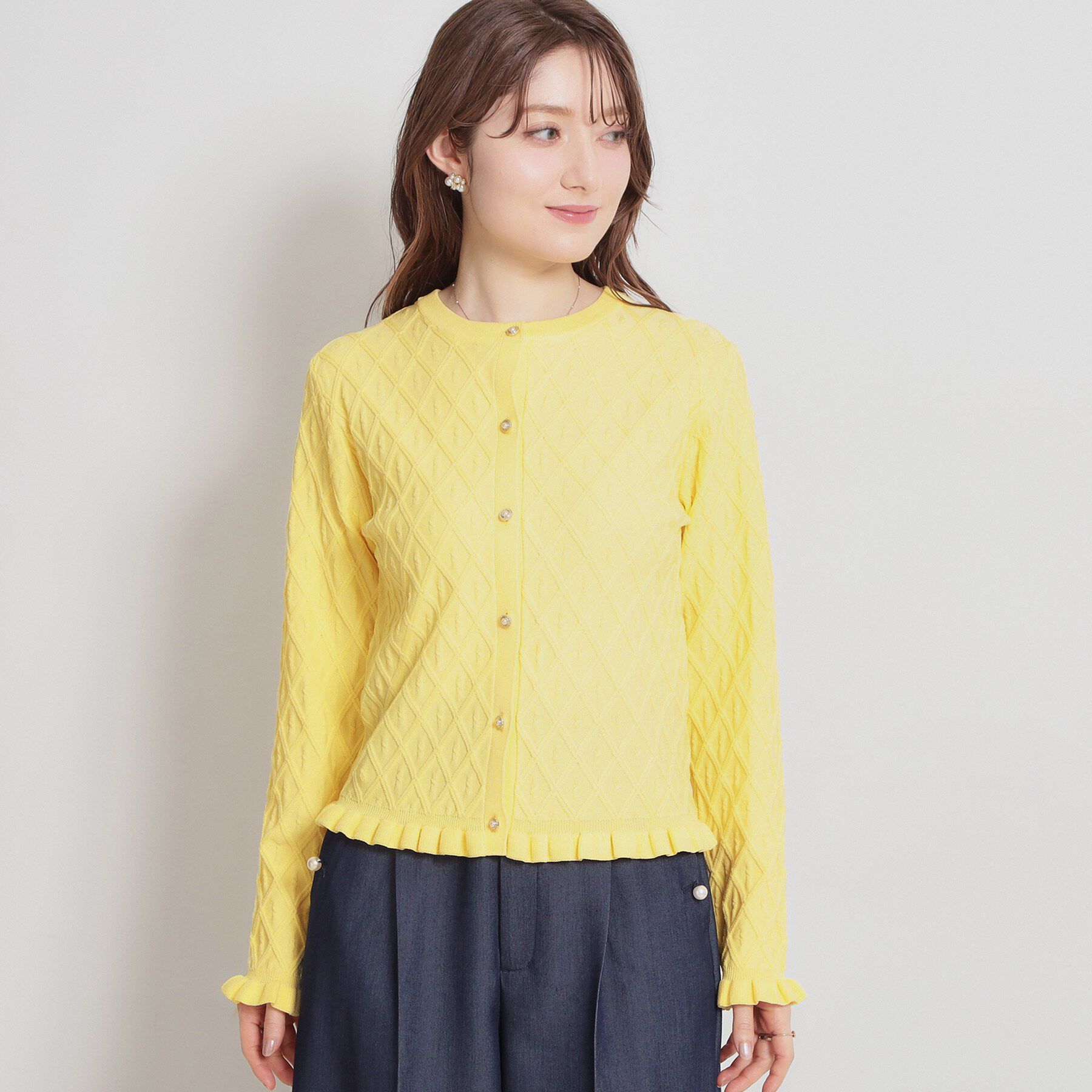 Couture broach「【アンサンブル可】ダイヤ柄カーディガン」|カーディガン|