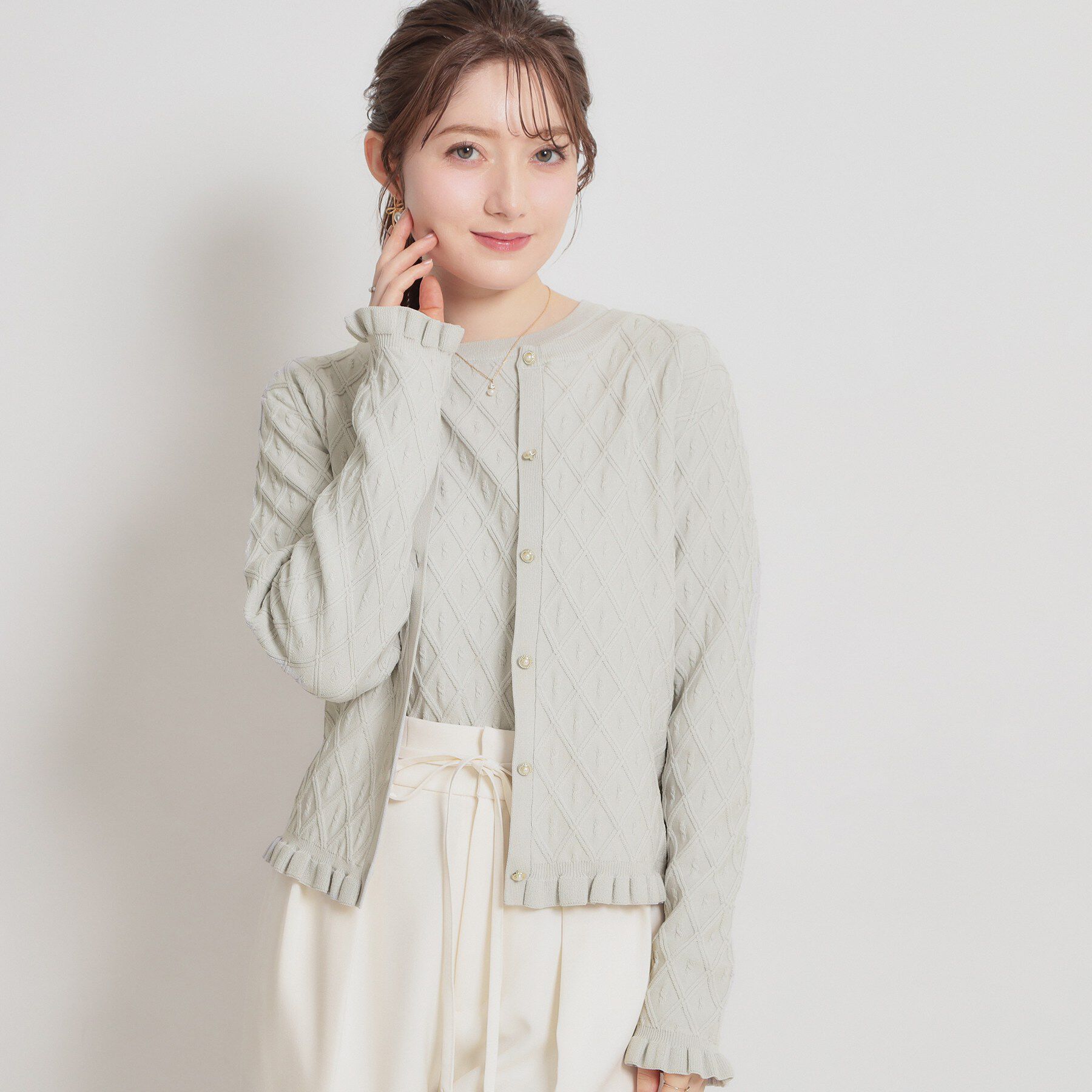 Couture broach「【アンサンブル可】ダイヤ柄カーディガン」|カーディガン|