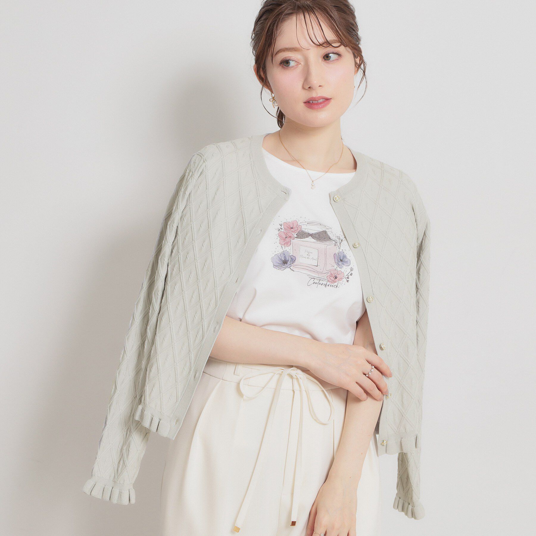 Couture broach「【アンサンブル可】ダイヤ柄カーディガン」|カーディガン|