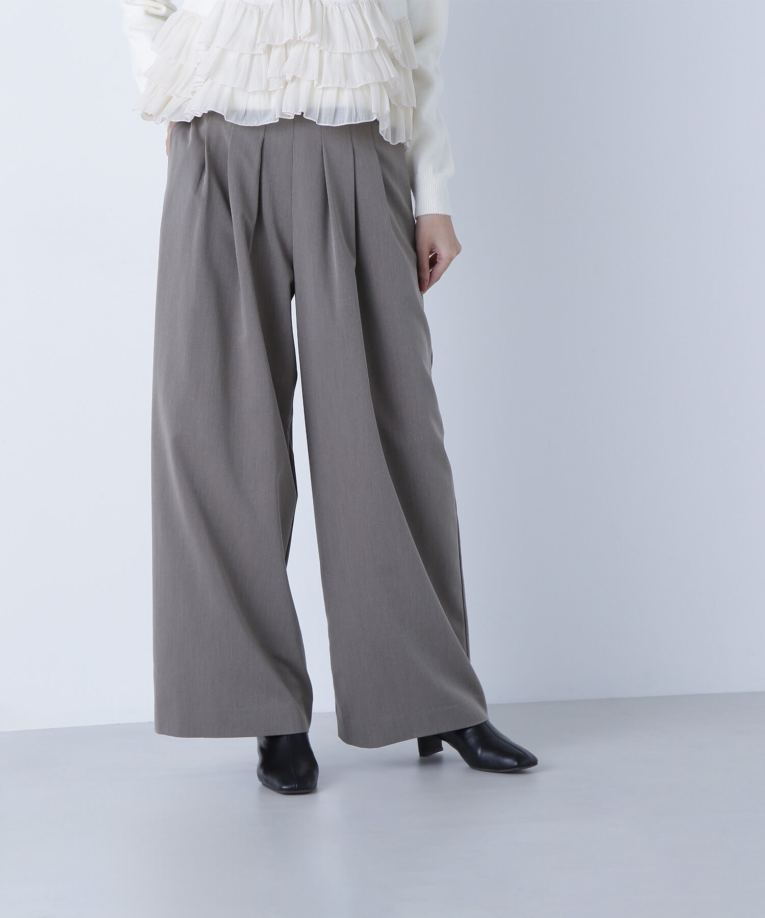  「ウエストラインタックワイドパンツ」|その他|