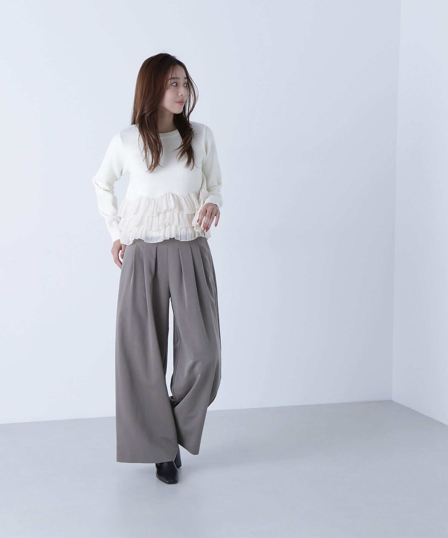  「ウエストラインタックワイドパンツ」|その他|