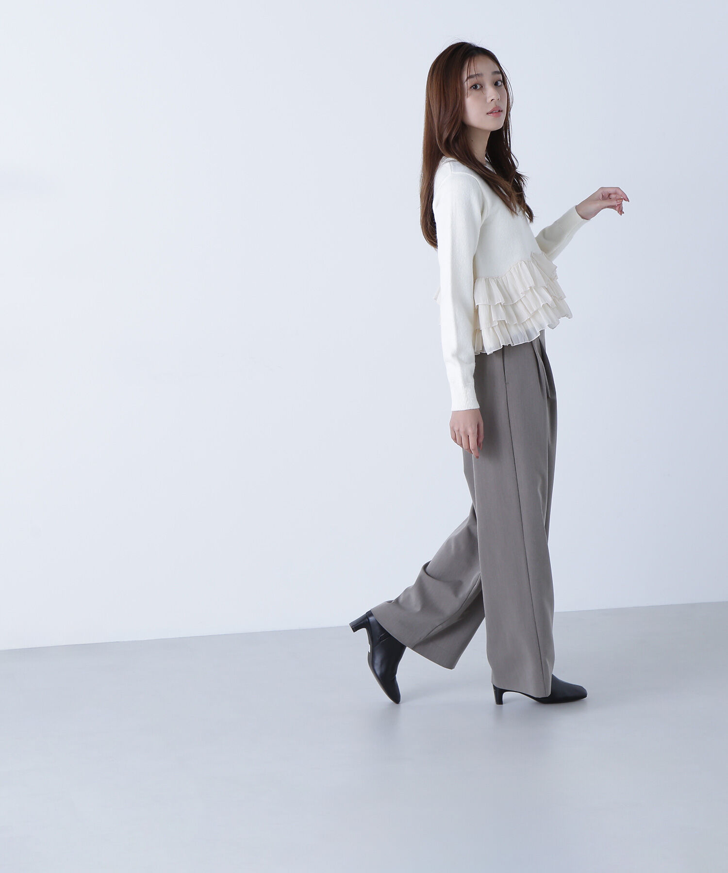  「ウエストラインタックワイドパンツ」|その他|