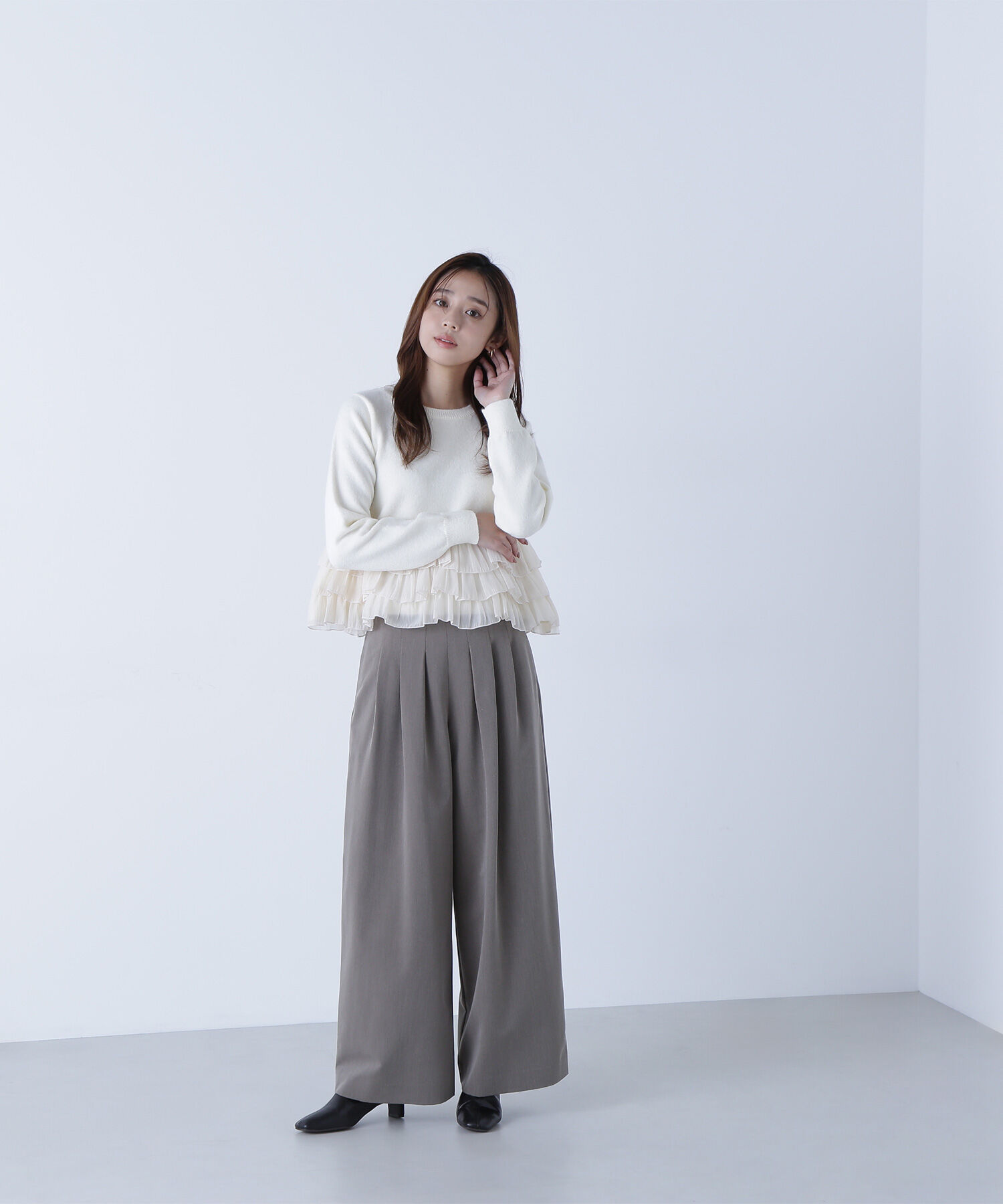  「ウエストラインタックワイドパンツ」|その他|