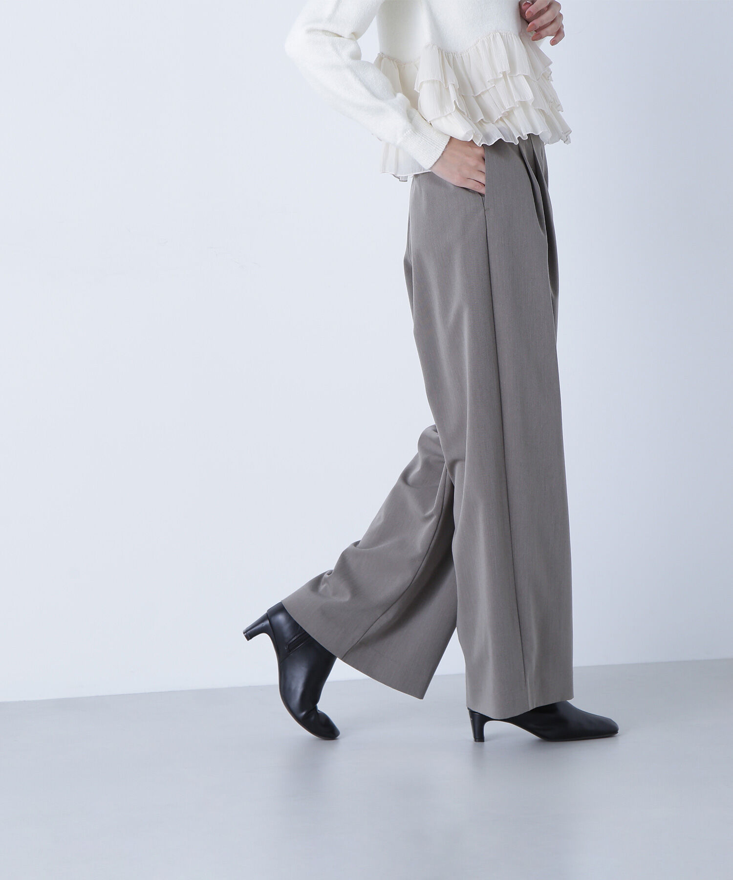  「ウエストラインタックワイドパンツ」|その他|