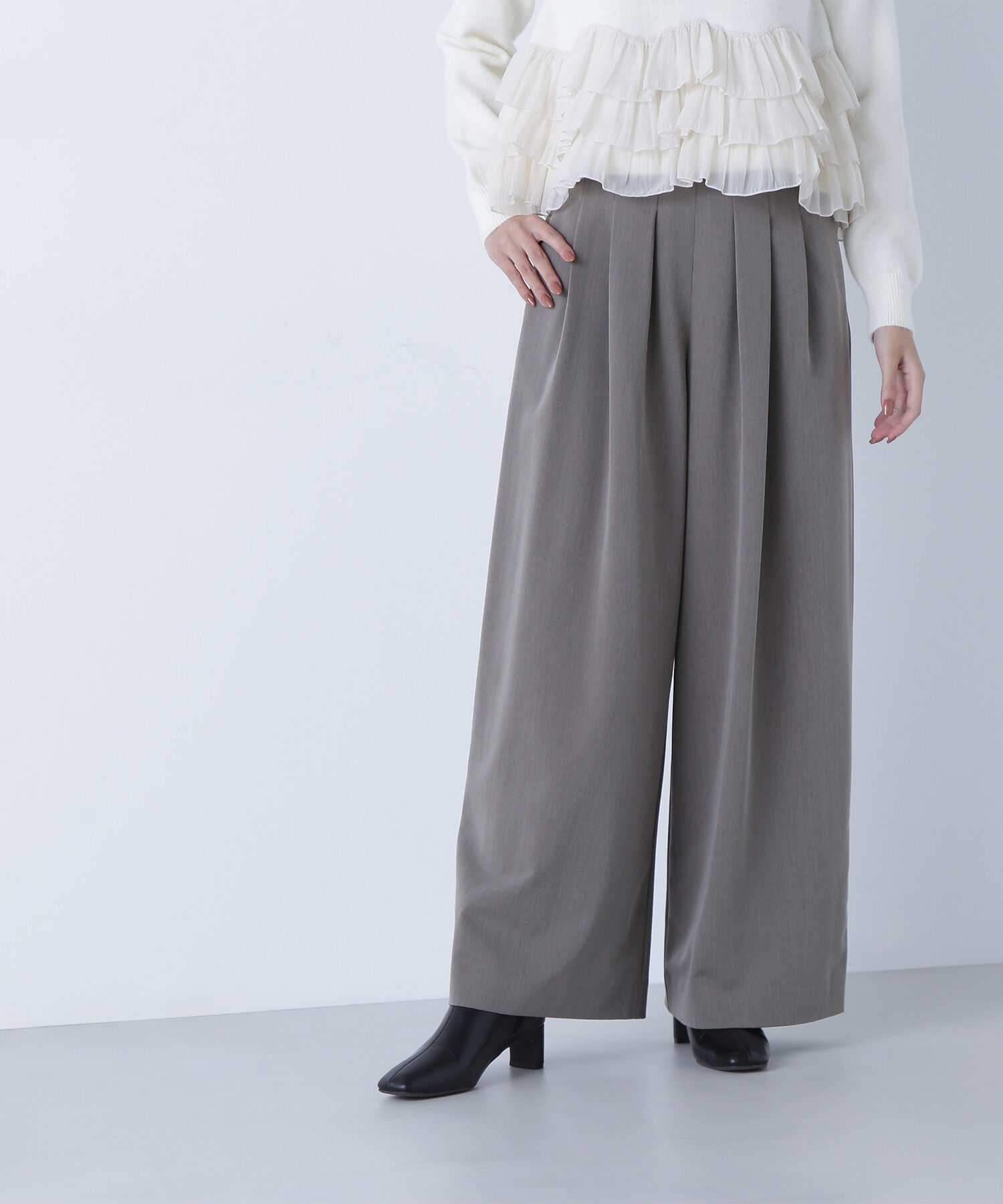  「ウエストラインタックワイドパンツ」|その他|