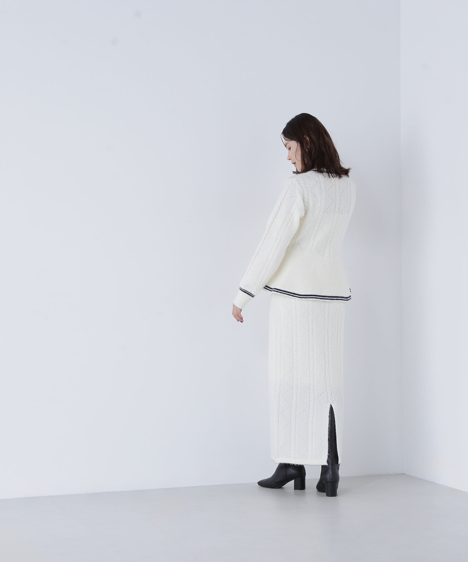  「ペプラムケーブルニットセットアップ」|ワンピース|