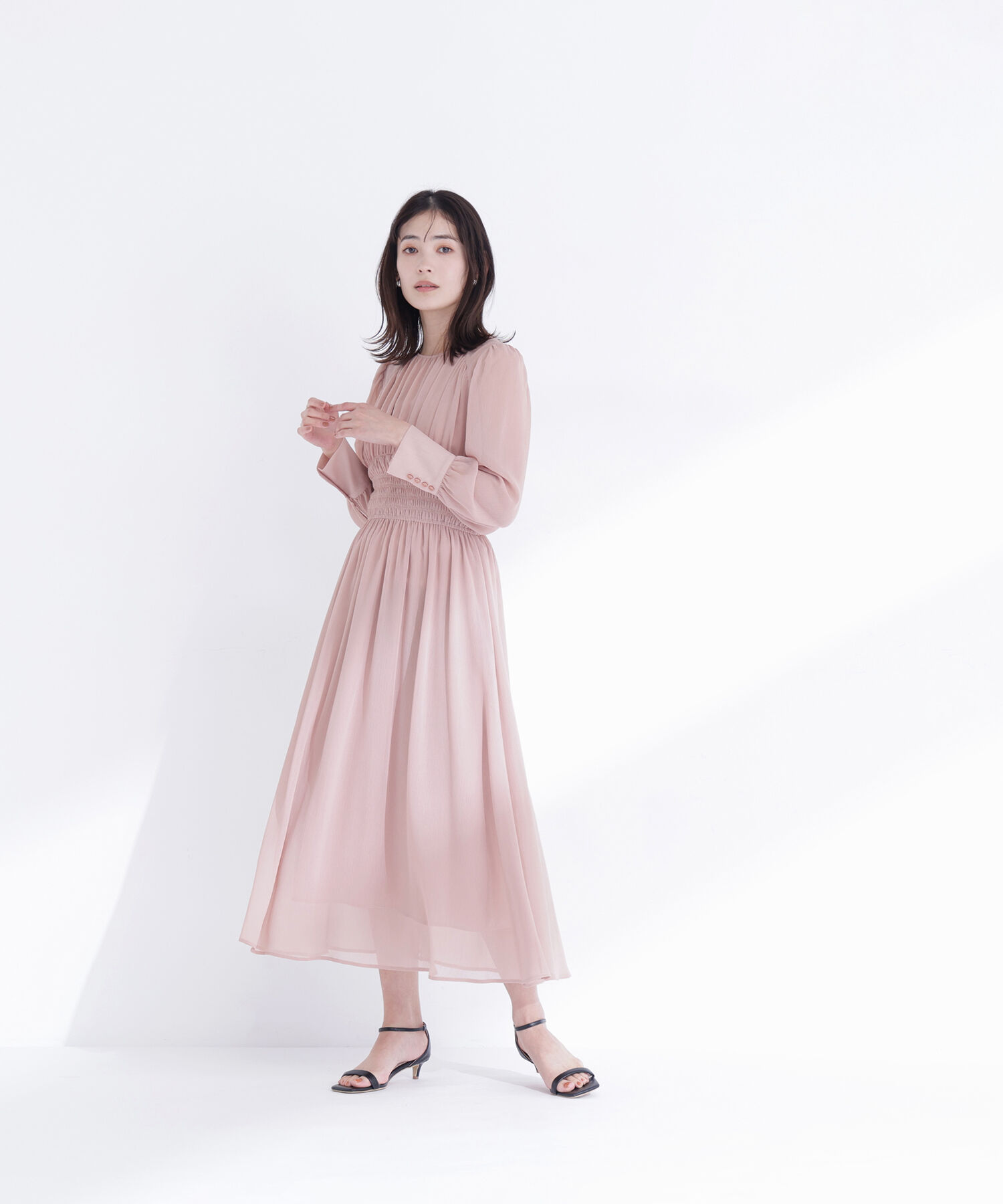  「楊柳シャーリングワンピース」|ワンピース|ピンク