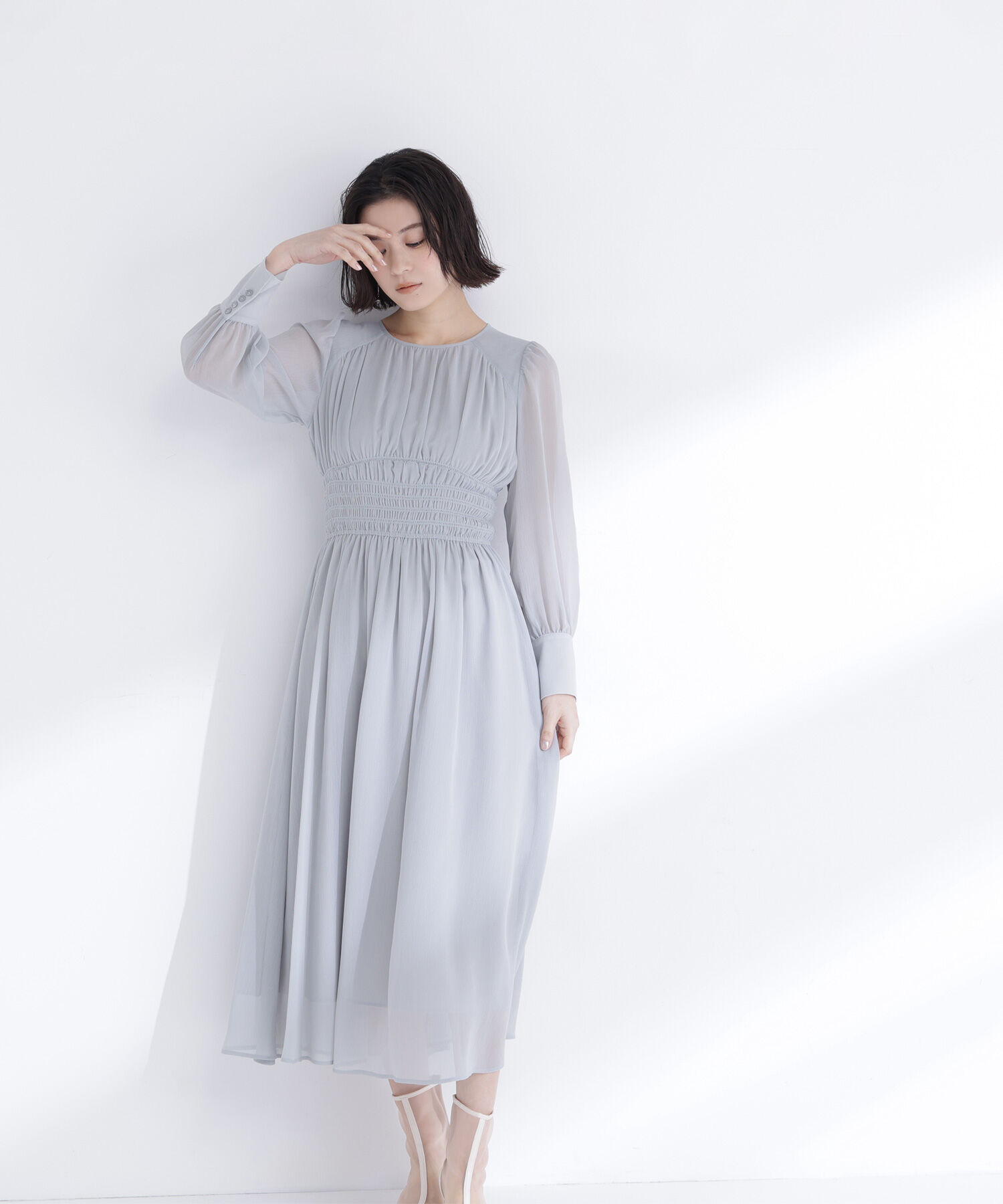  「楊柳シャーリングワンピース」|ワンピース|