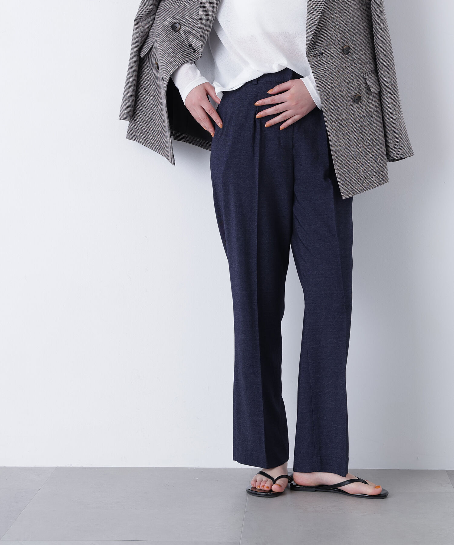  「〈N.〉ストレッチタックパンツ」|その他|ネイビー