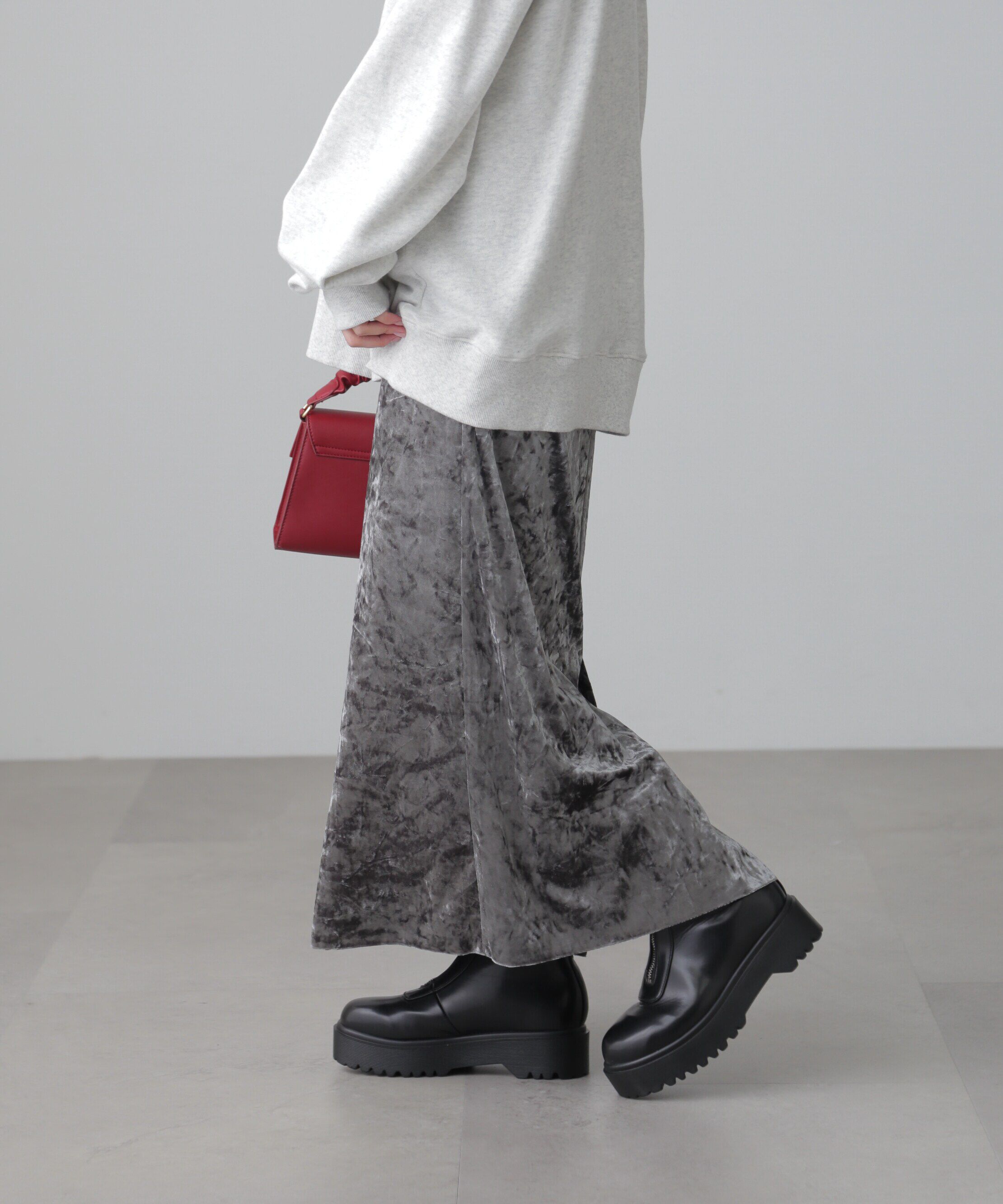  「クラッシュベロアナロースカート」|スカート|