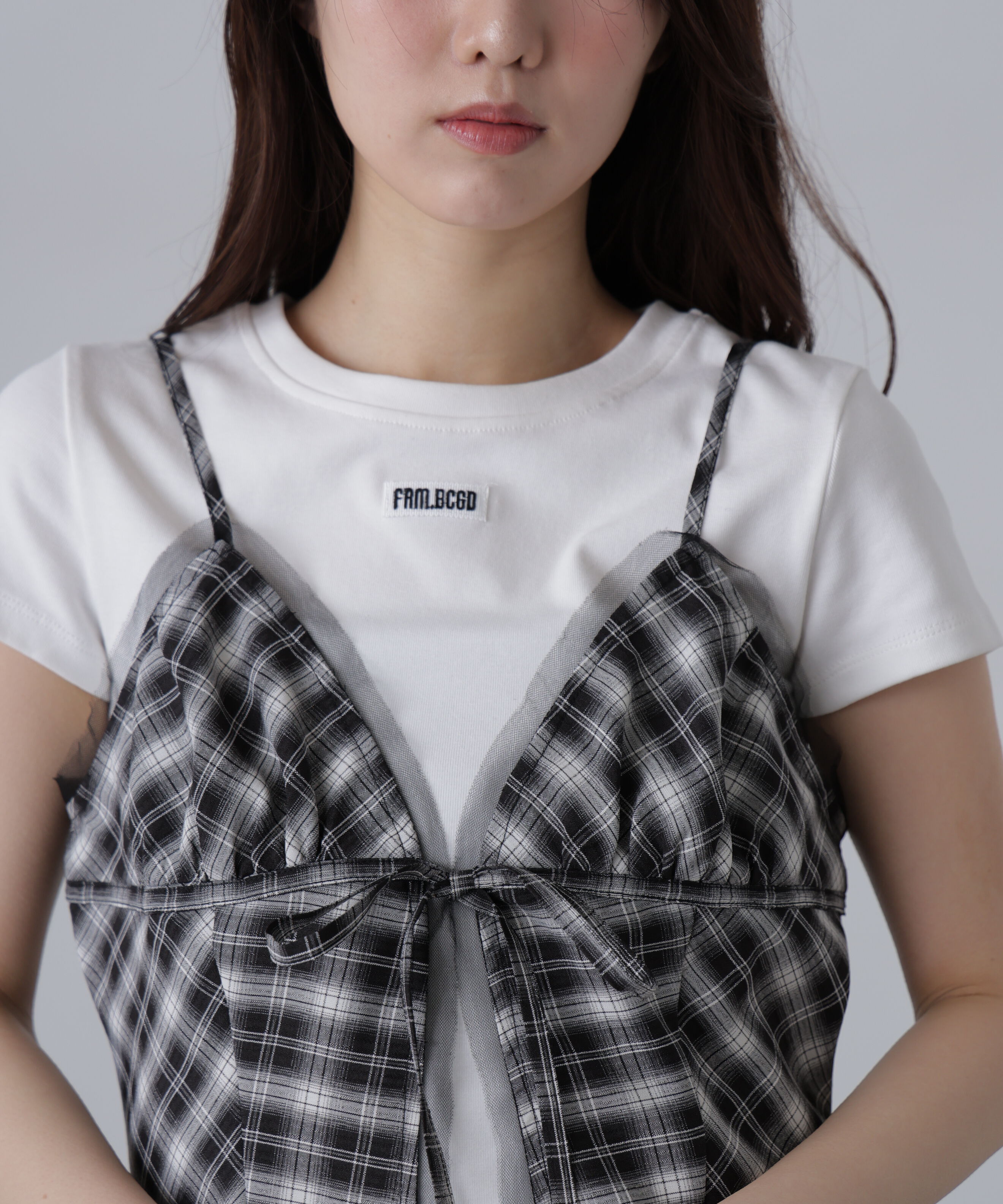  「〈セットアップ対応〉チェック柄キャミソールビスチェ」|シャツ・ブラウス|