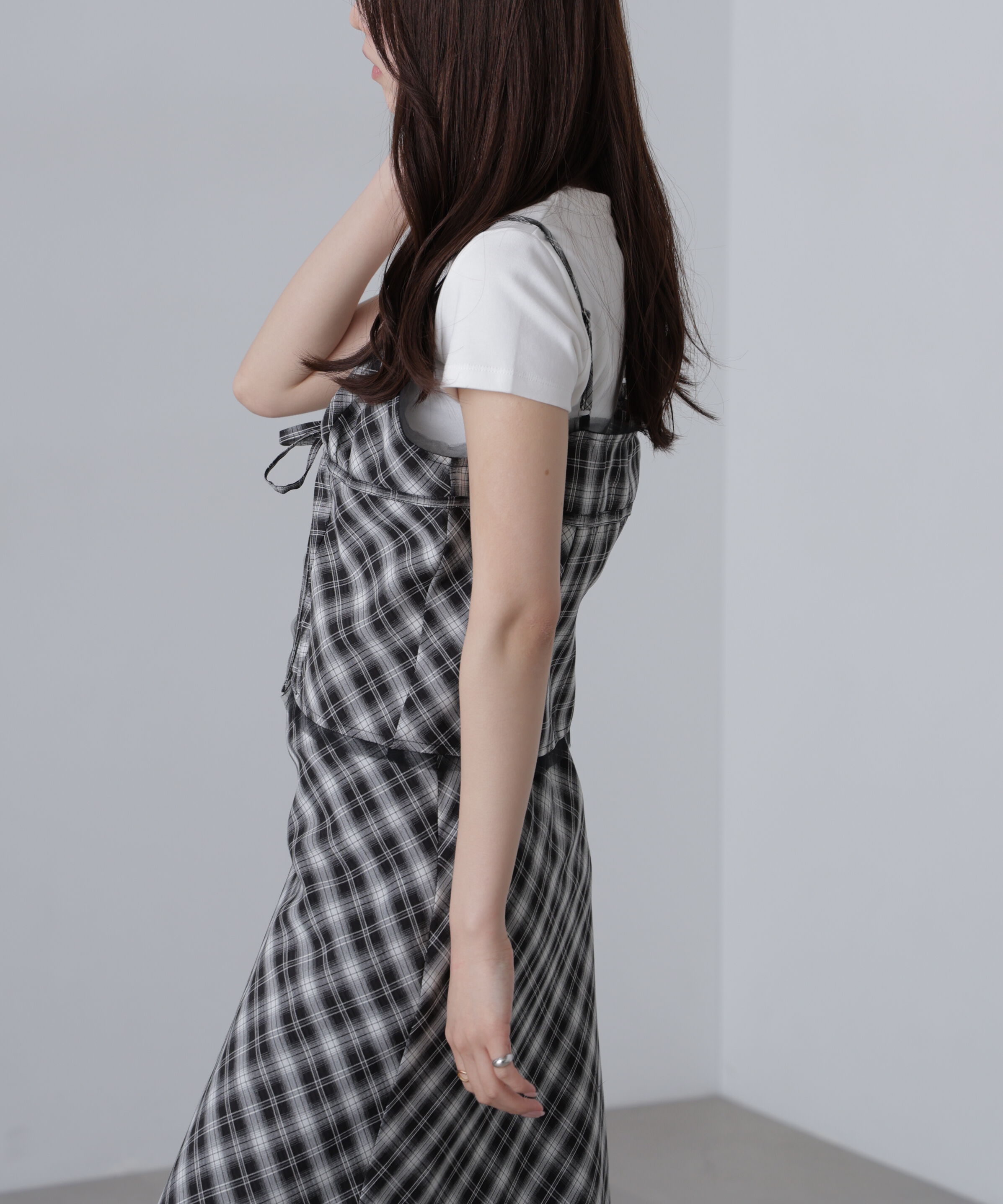  「〈セットアップ対応〉チェック柄キャミソールビスチェ」|シャツ・ブラウス|