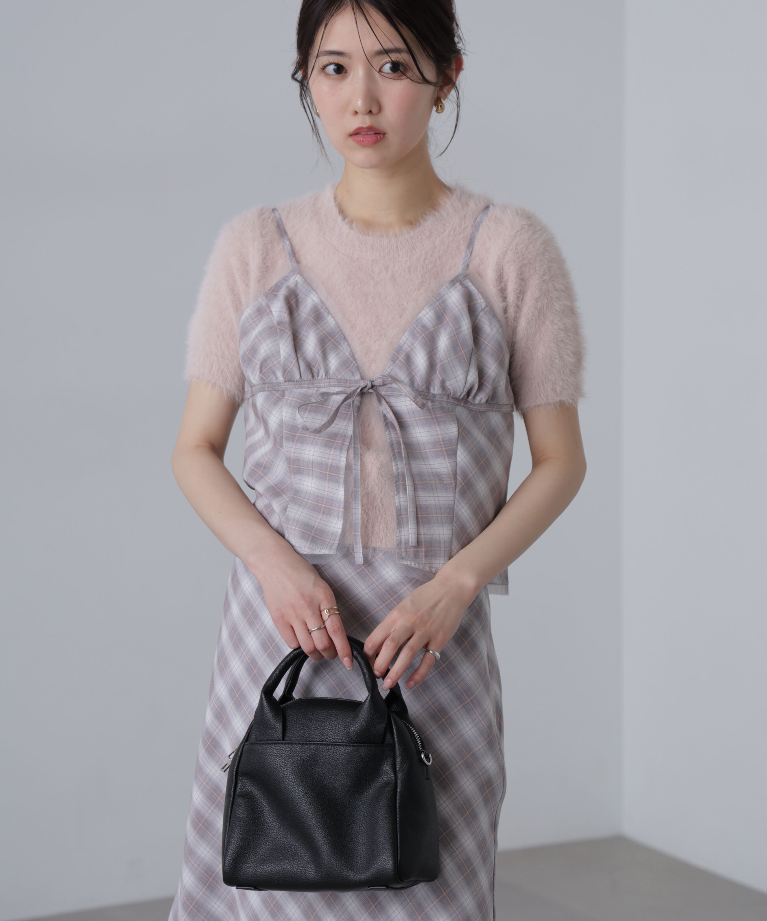  「〈セットアップ対応〉チェック柄キャミソールビスチェ」|シャツ・ブラウス|