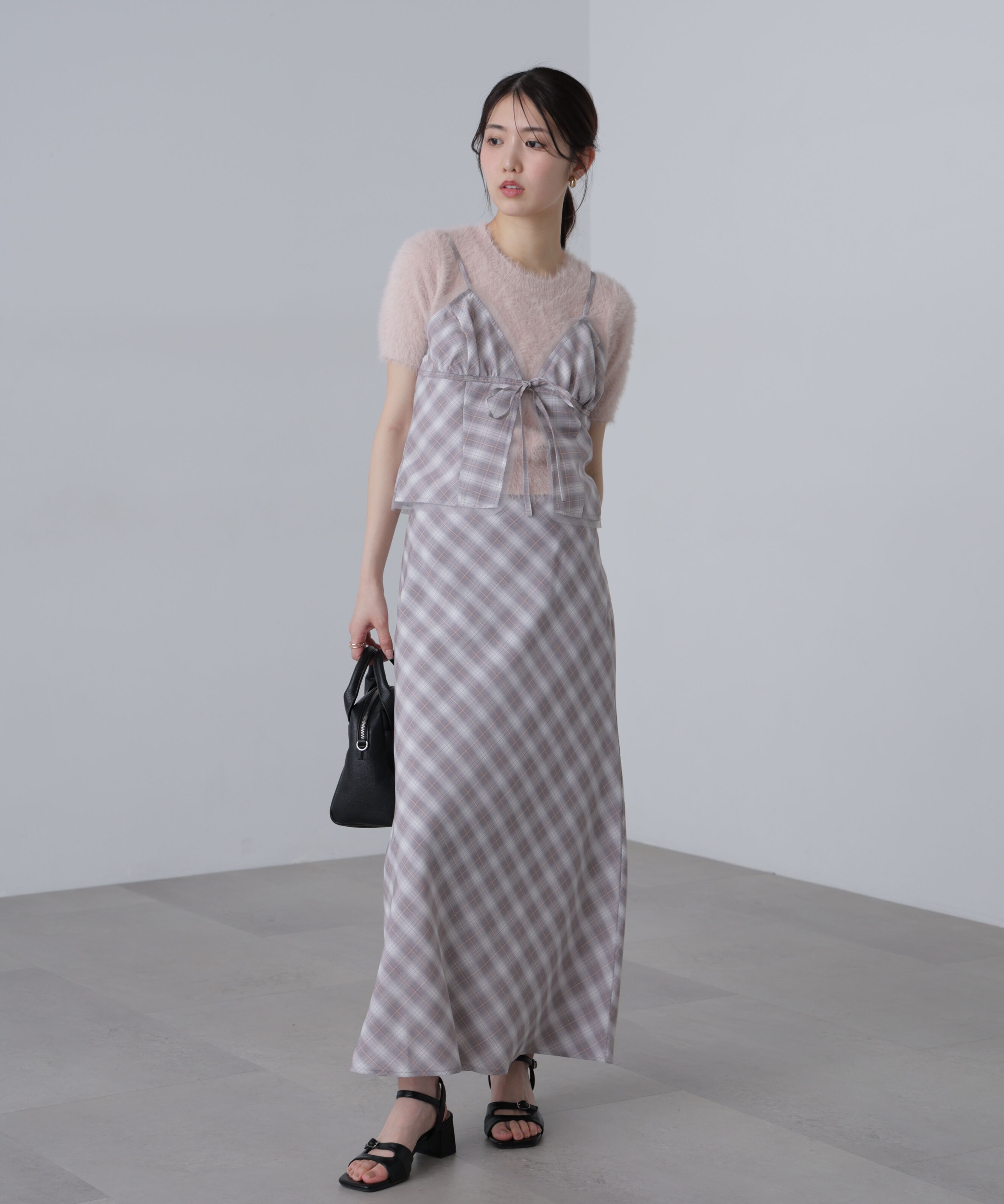  「〈セットアップ対応〉チェック柄キャミソールビスチェ」|シャツ・ブラウス|