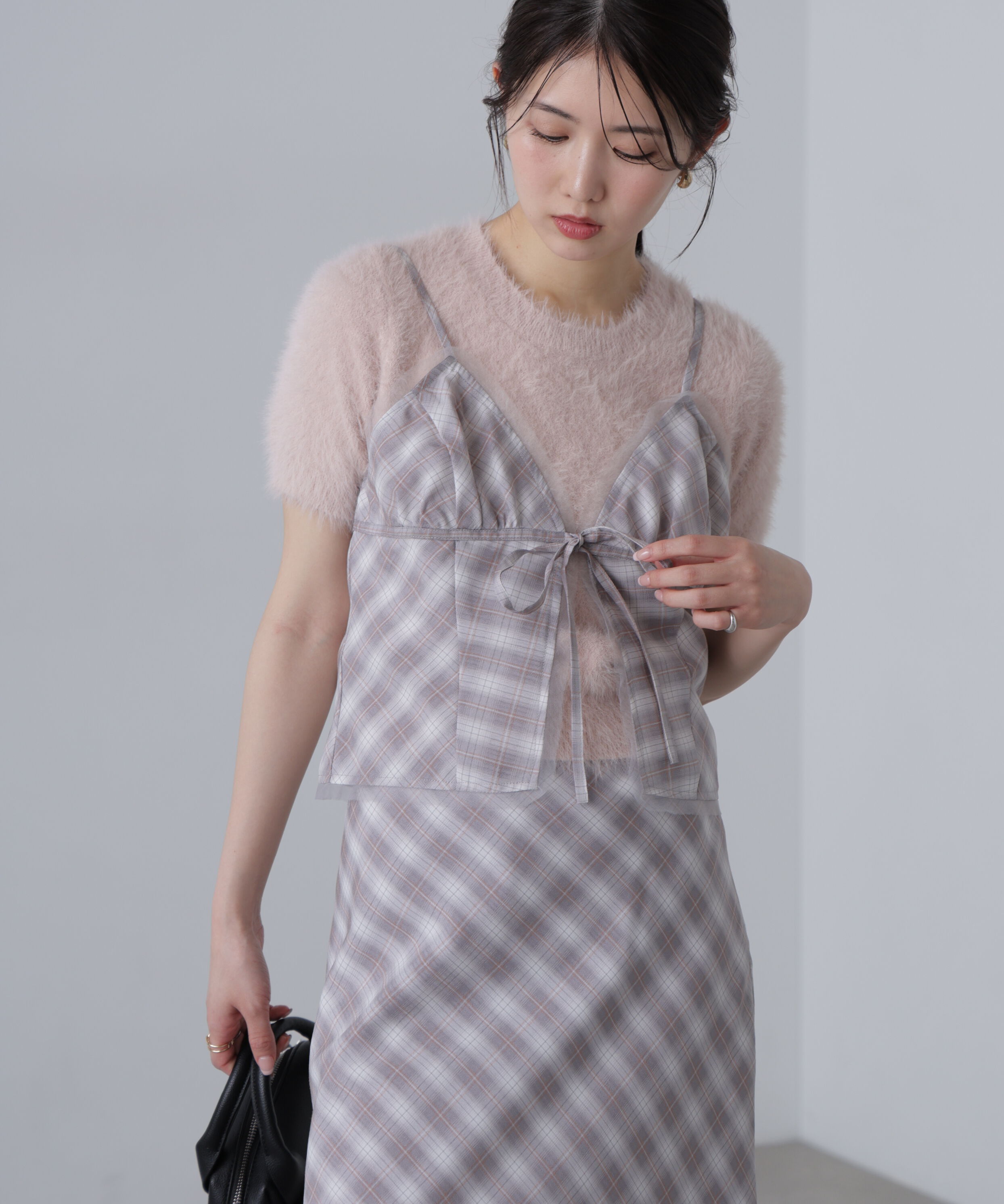  「〈セットアップ対応〉チェック柄キャミソールビスチェ」|シャツ・ブラウス|