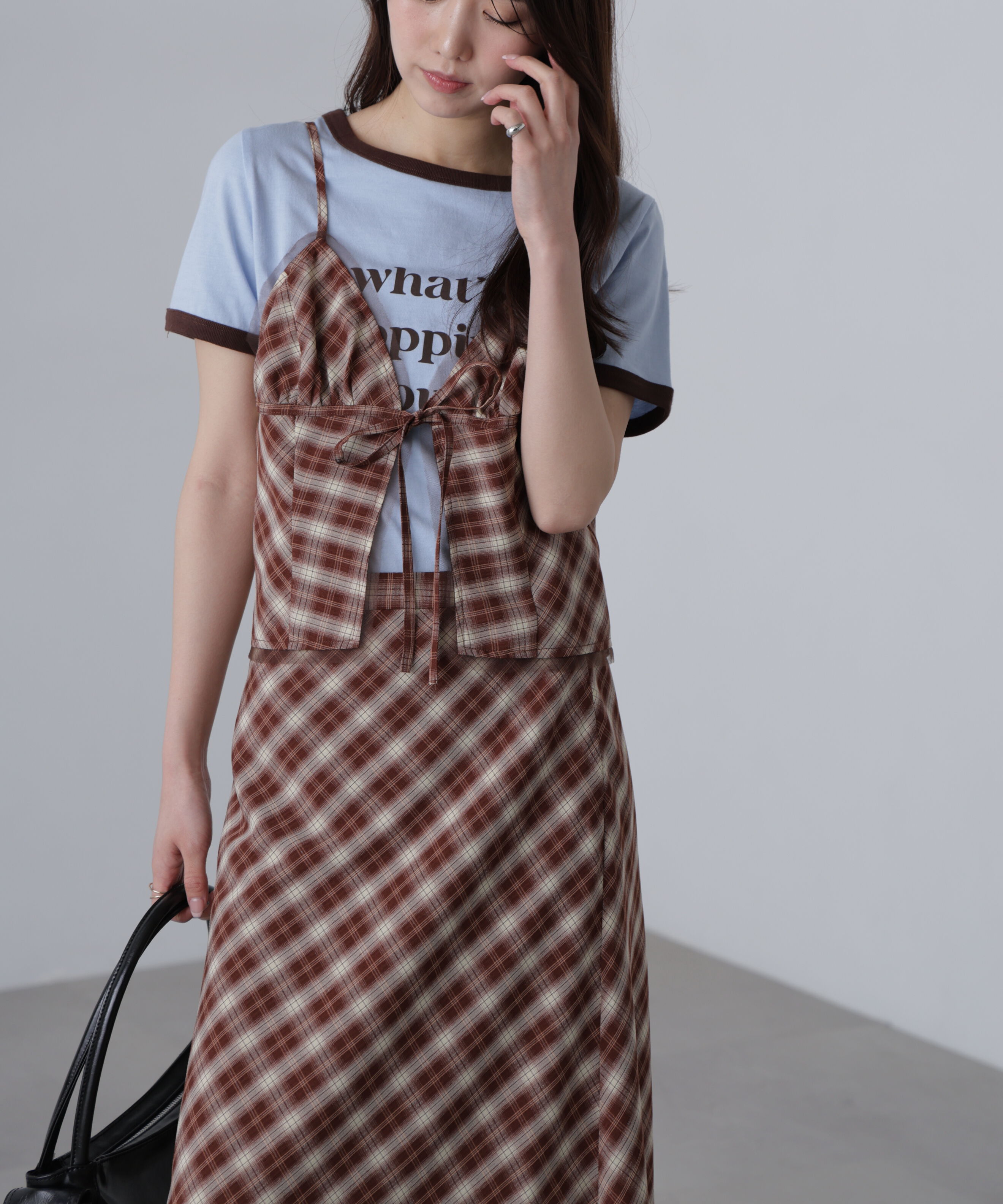  「〈セットアップ対応〉チェック柄キャミソールビスチェ」|シャツ・ブラウス|