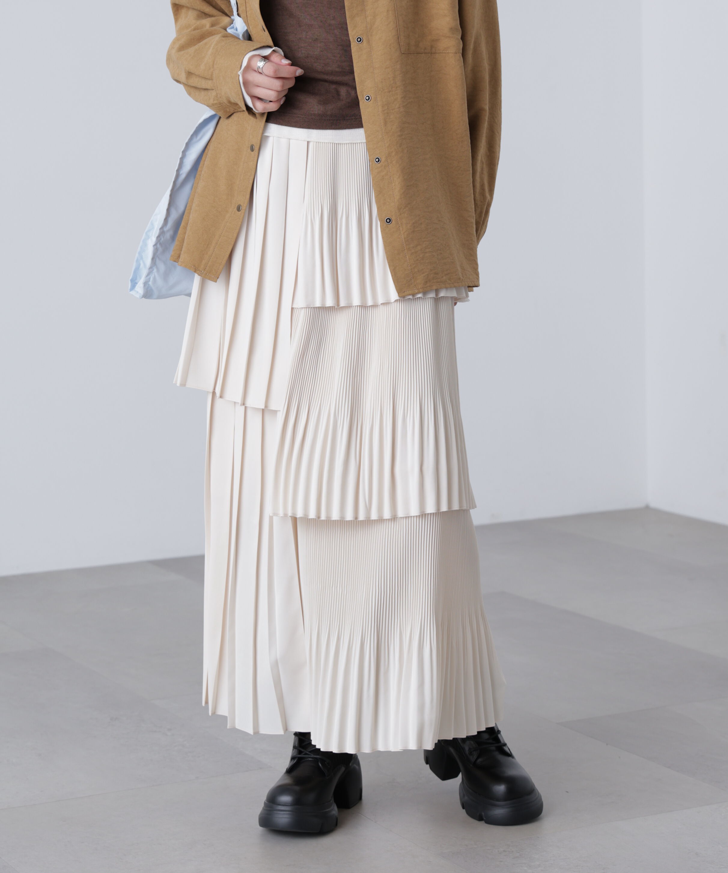  「ランダムプリーツティアードスカート」|スカート|